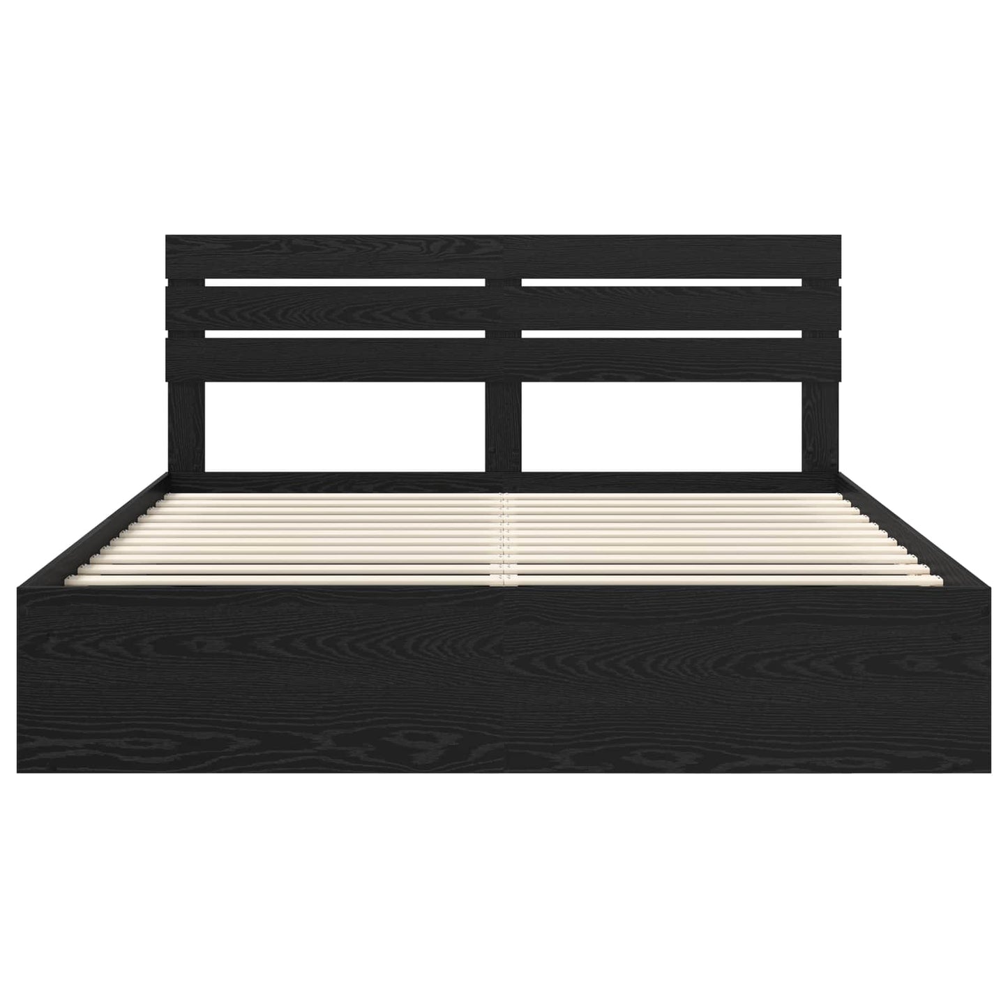 Bedframe met hoofdeinde Zwart 200 x 200 cm Massief grenenhout is nu te koop bij PeponiXL, paradijselijk wonen!