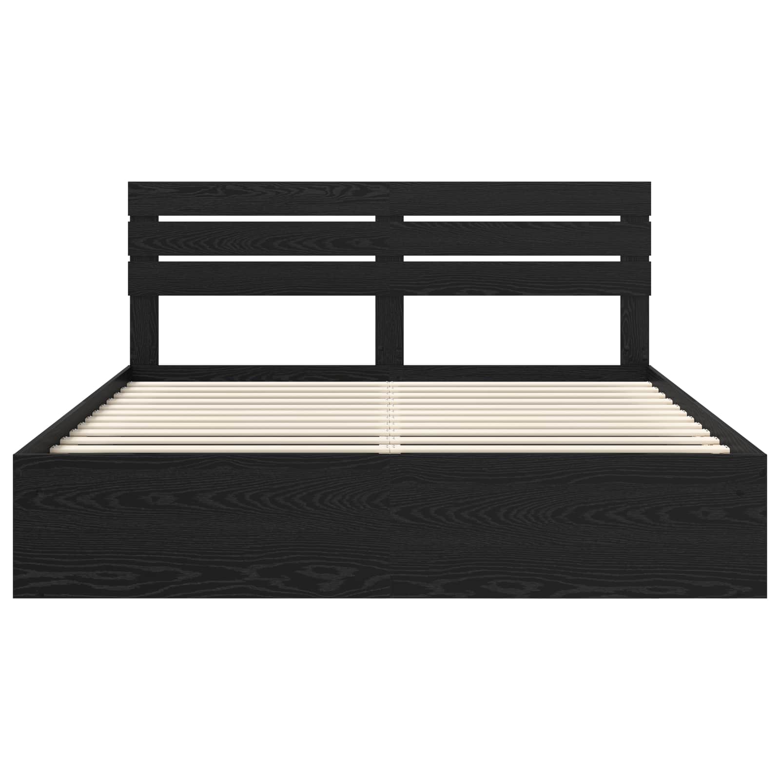 Bedframe met hoofdeinde Zwart 200 x 200 cm Massief grenenhout is nu te koop bij PeponiXL, paradijselijk wonen!