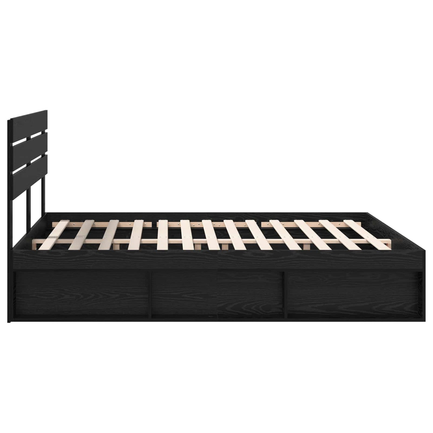 Bedframe met hoofdeinde Zwart 200 x 200 cm Massief grenenhout is nu te koop bij PeponiXL, paradijselijk wonen!