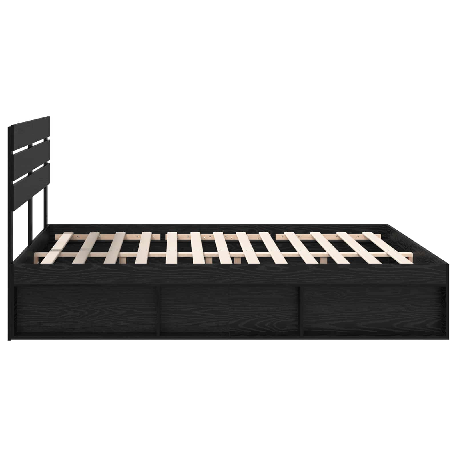 Bedframe met hoofdeinde Zwart 200 x 200 cm Massief grenenhout is nu te koop bij PeponiXL, paradijselijk wonen!