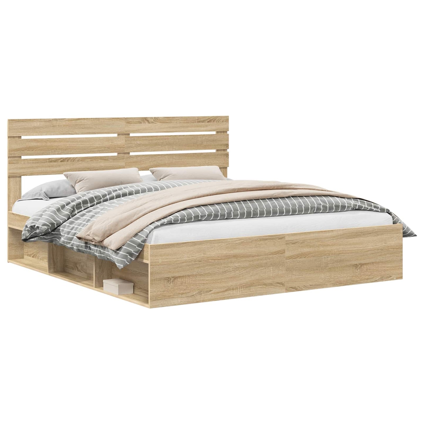 Bedframe met hoofdeinde Sonoma 200 x 200 cm Massief grenenhout is nu te koop bij PeponiXL, paradijselijk wonen!