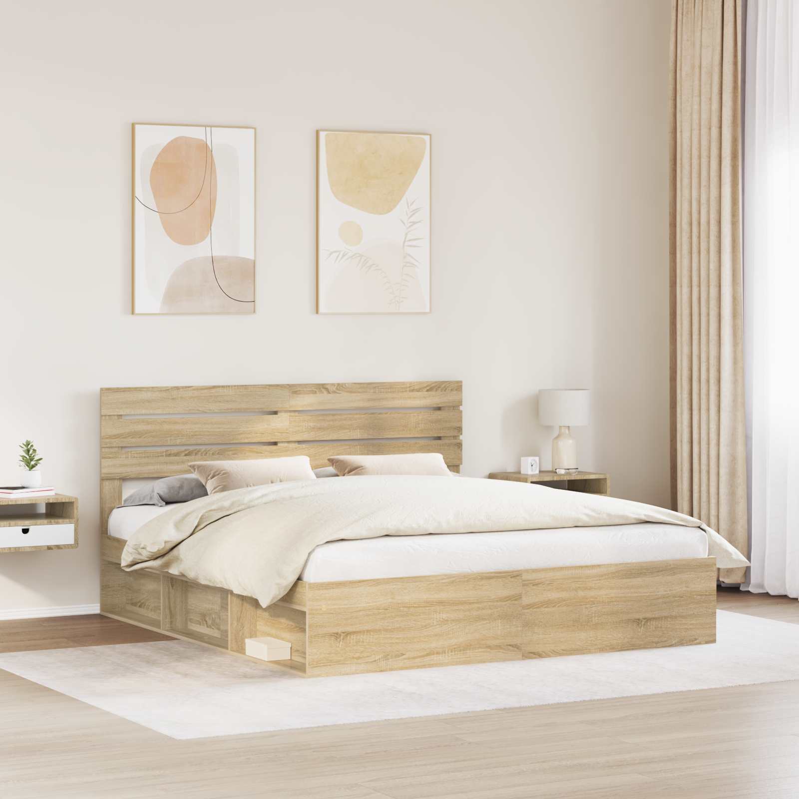 Bedframe met hoofdeinde Sonoma 180 x 200 cm Massief grenenhout is nu te koop bij PeponiXL, paradijselijk wonen!