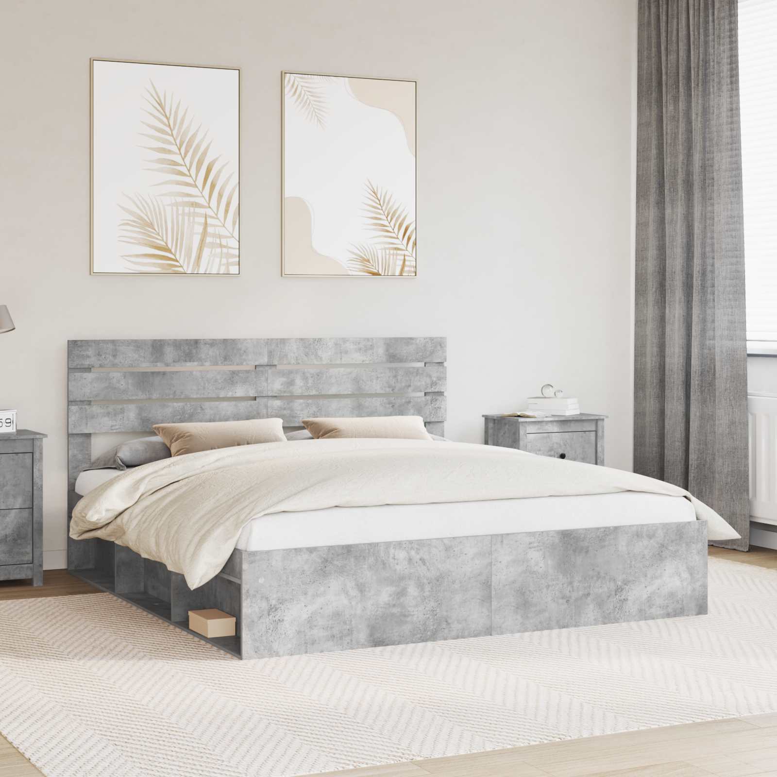 Bedframe met hoofdeinde Beton 180 x 200 cm Massief grenenhout is nu te koop bij PeponiXL, paradijselijk wonen!