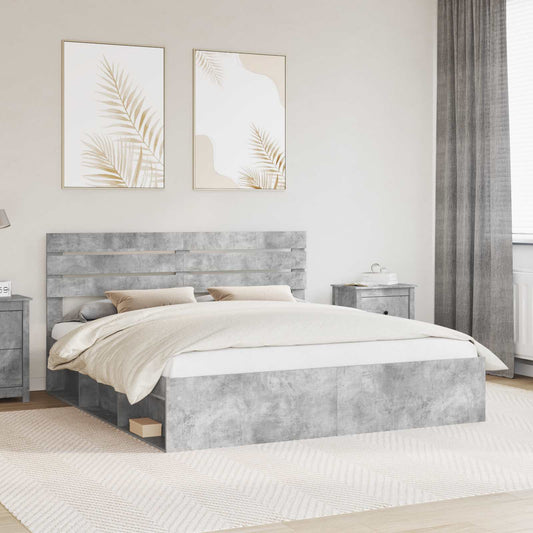 Bedframe met hoofdeinde Beton 180 x 200 cm Massief grenenhout is nu te koop bij PeponiXL, paradijselijk wonen!
