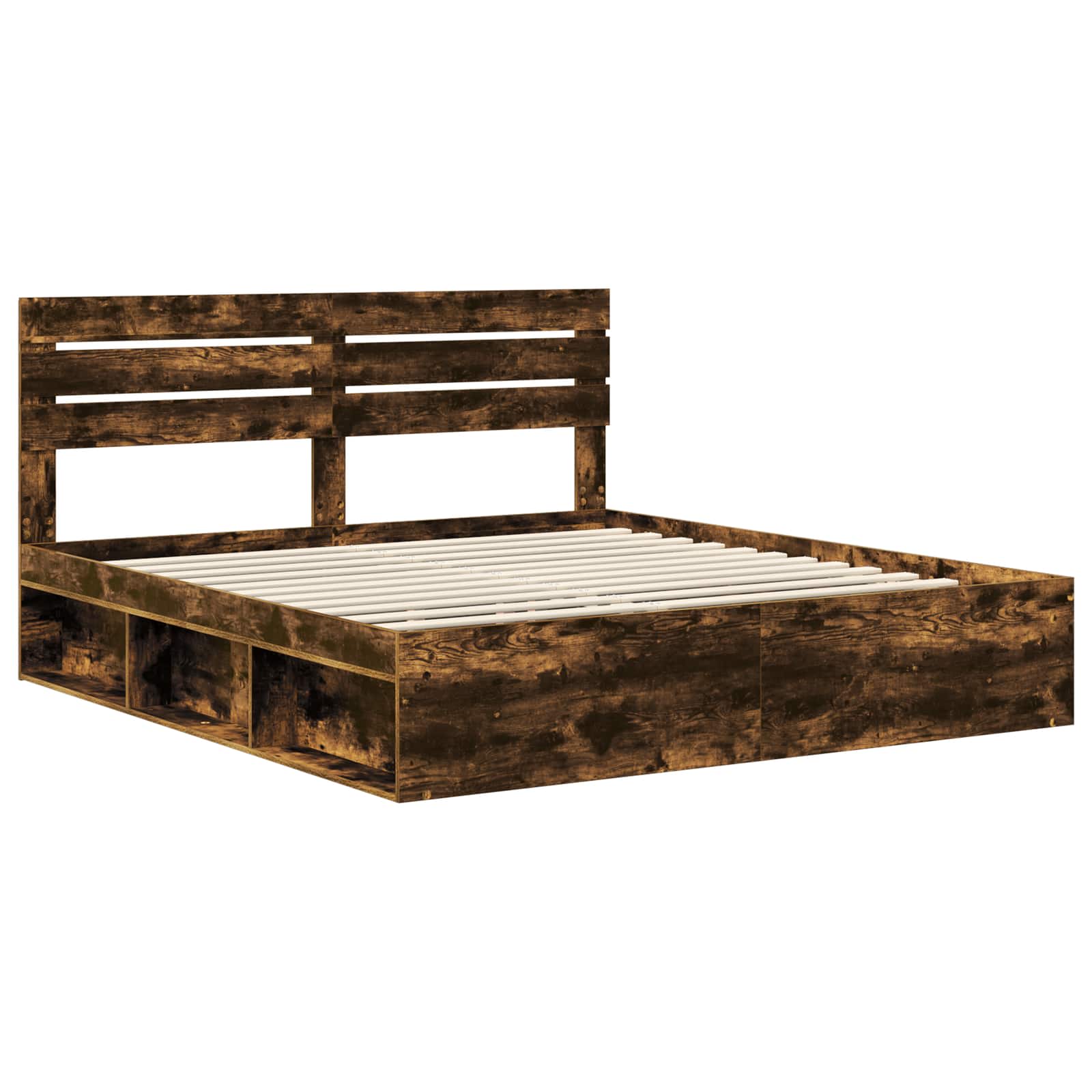 Bedframe Gerookt eiken 180 x 200 cm Massief grenenhout is nu te koop bij PeponiXL, paradijselijk wonen!
