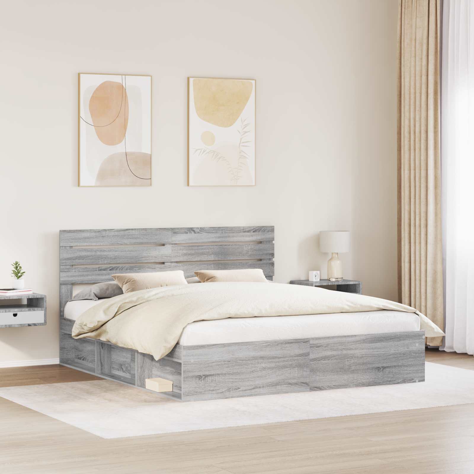 Bedframe Grijs Sonoma 180 x 200 cm Massief grenenhout is nu te koop bij PeponiXL, paradijselijk wonen!