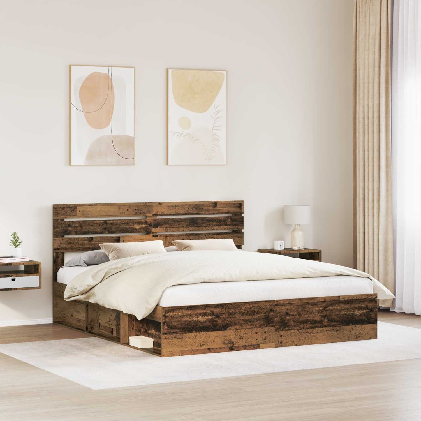 Bedframe met hoofdeinde Oudhout 180 x 200 cm Massief grenenhout