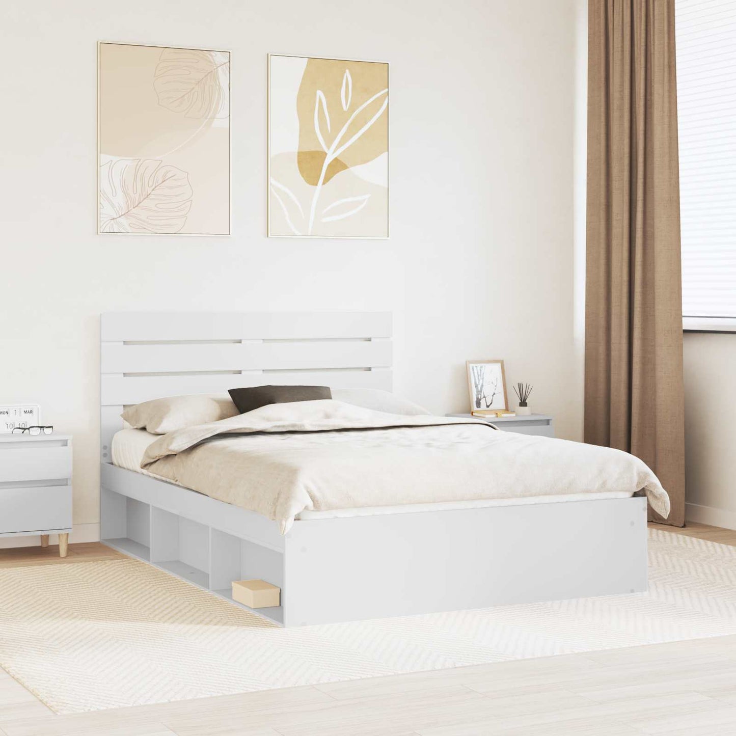 Bedframe met hoofdeinde Wit 160 x 200 cm Massief grenenhout is nu te koop bij PeponiXL, paradijselijk wonen!