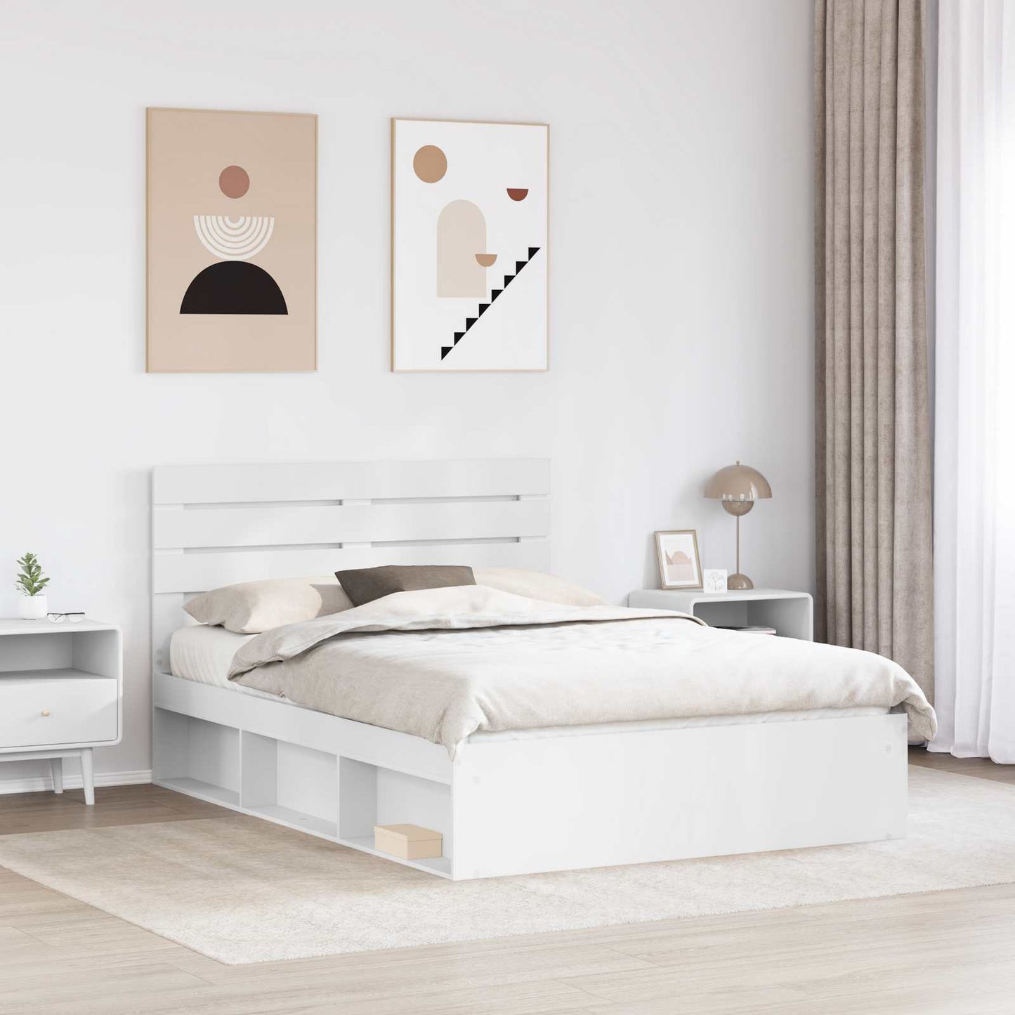 Bedframe met hoofdeinde Wit 160 x 200 cm Massief grenenhout is nu te koop bij PeponiXL, paradijselijk wonen!