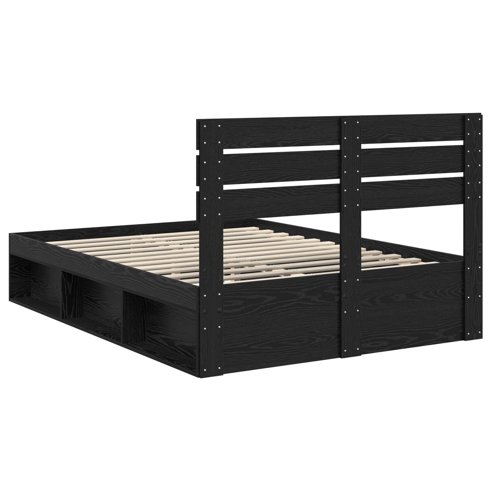 Bedframe met hoofdeinde Zwart 160 x 200 cm Massief grenenhout is nu te koop bij PeponiXL, paradijselijk wonen!