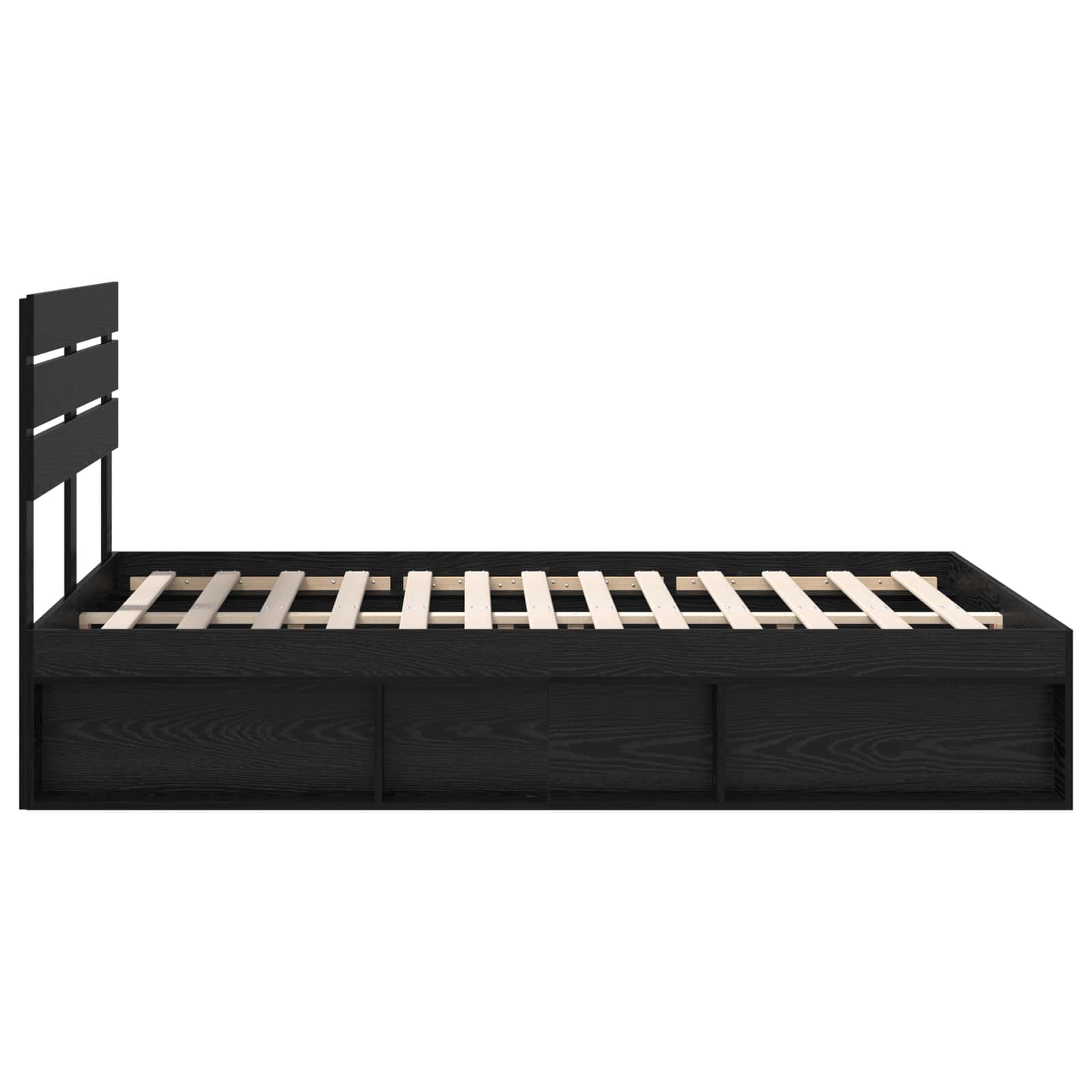 Bedframe met hoofdeinde Zwart 160 x 200 cm Massief grenenhout is nu te koop bij PeponiXL, paradijselijk wonen!
