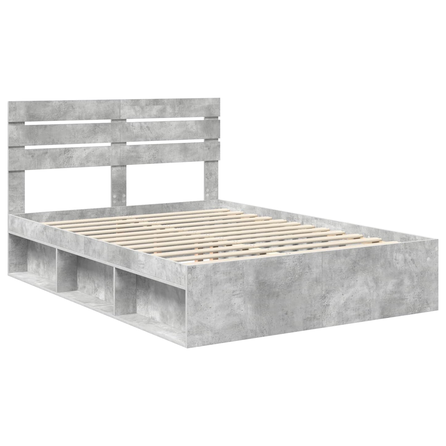 Bedframe met hoofdeinde Beton 160 x 200 cm Massief grenenhout is nu te koop bij PeponiXL, paradijselijk wonen!