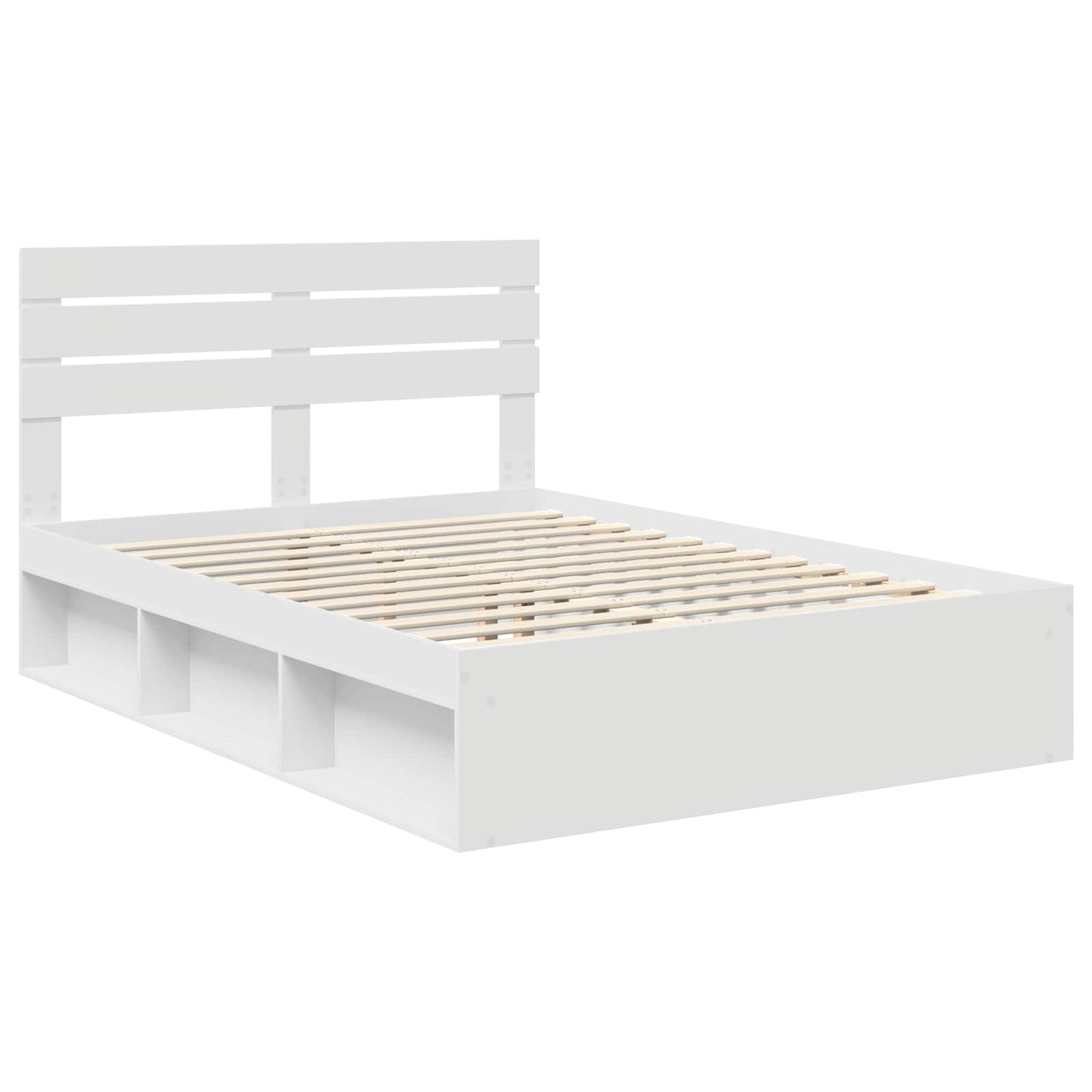 Bedframe met hoofdeinde Wit 150 x 200 cm Massief grenenhout is nu te koop bij PeponiXL, paradijselijk wonen!
