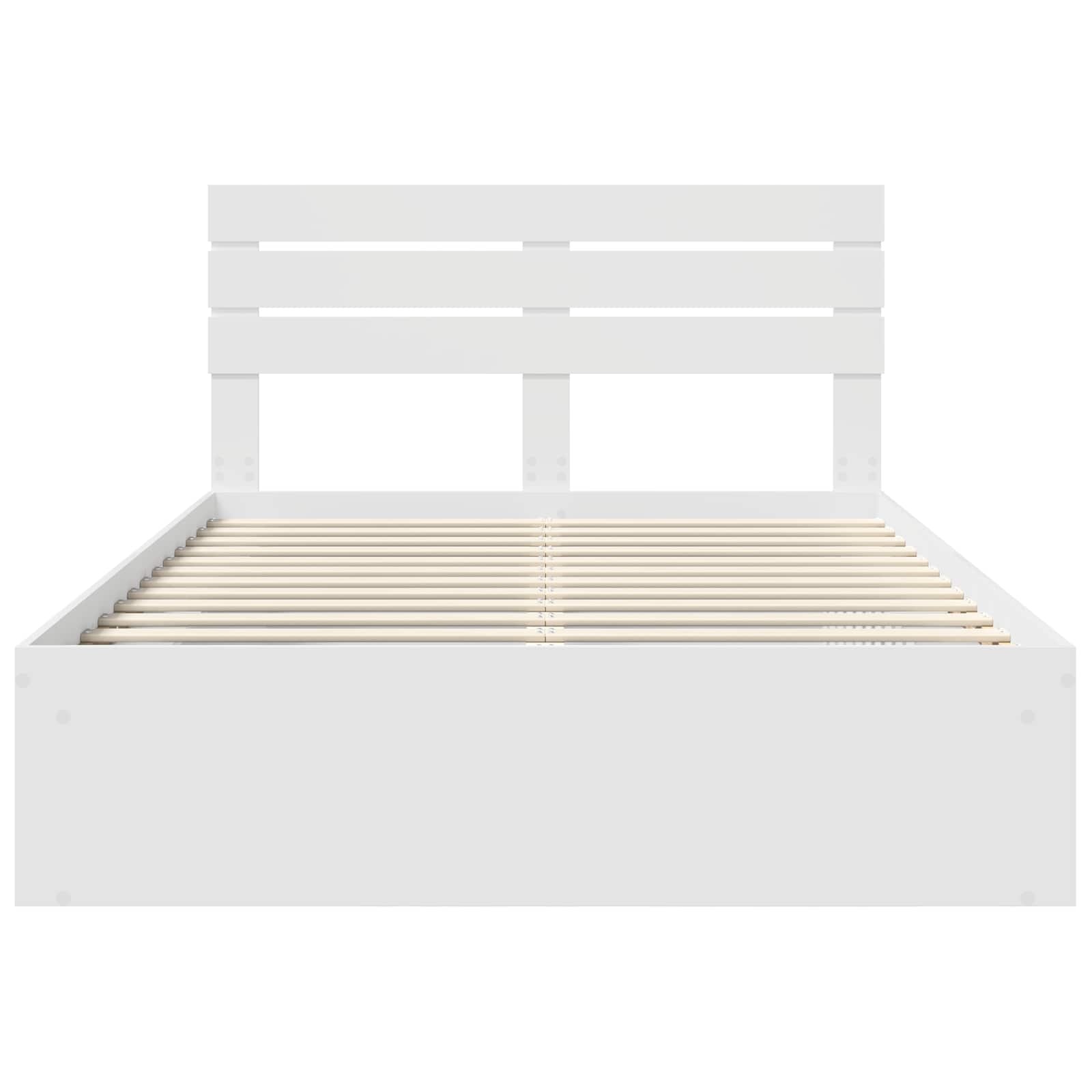 Bedframe met hoofdeinde Wit 150 x 200 cm Massief grenenhout is nu te koop bij PeponiXL, paradijselijk wonen!
