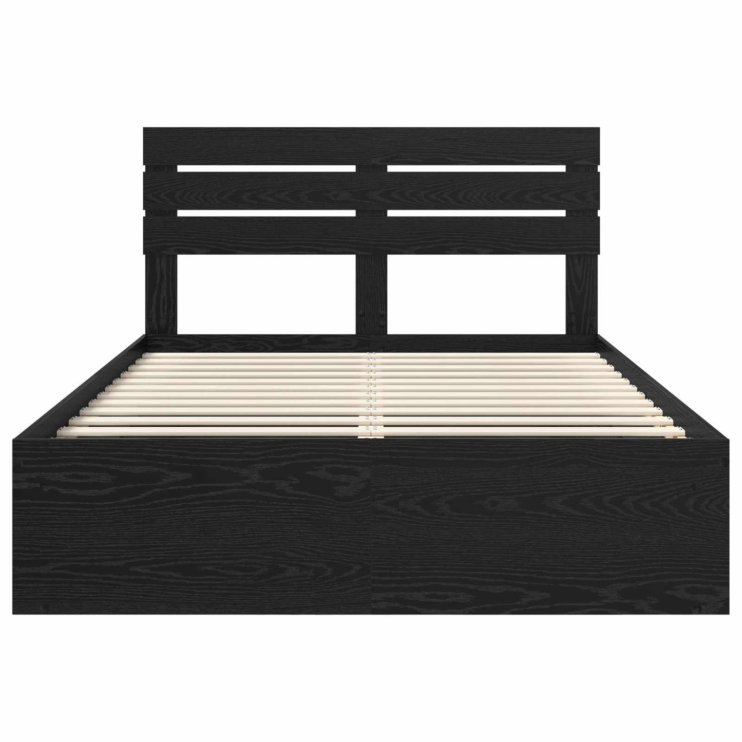 Bedframe met hoofdeinde Zwart 150 x 200 cm Massief grenenhout is nu te koop bij PeponiXL, paradijselijk wonen!