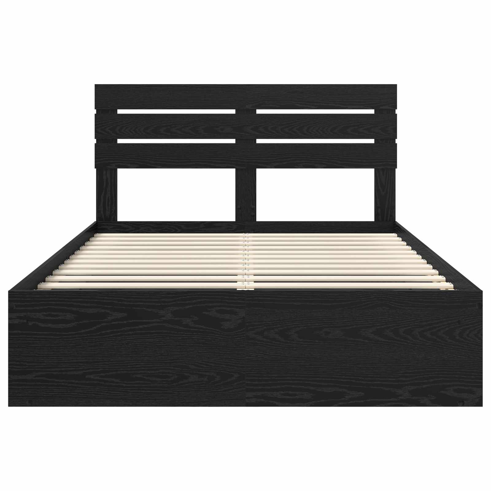 Bedframe met hoofdeinde Zwart 150 x 200 cm Massief grenenhout is nu te koop bij PeponiXL, paradijselijk wonen!