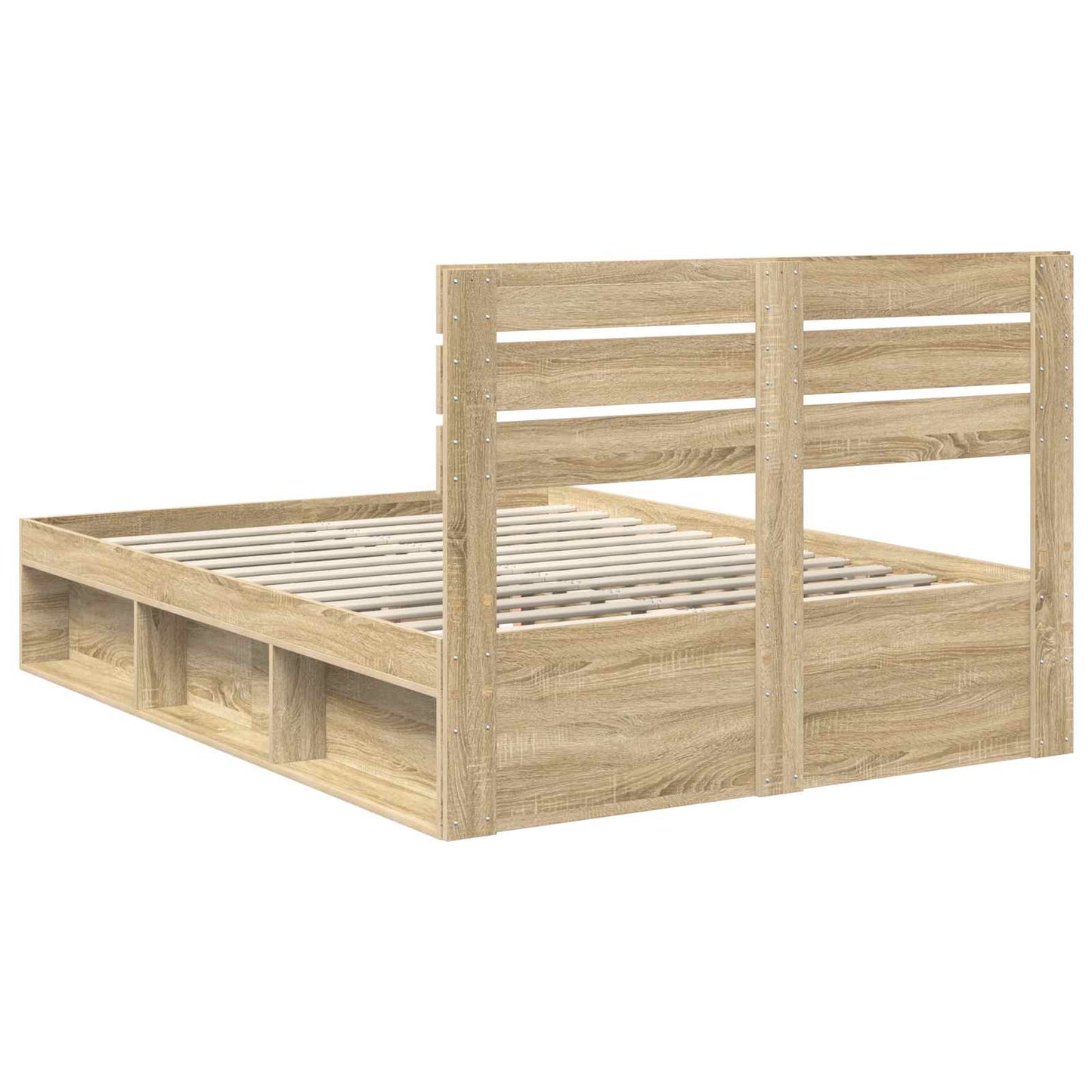 Bedframe Sonoma Eiken 150 x 200 cm Massief grenenhout is nu te koop bij PeponiXL, paradijselijk wonen!