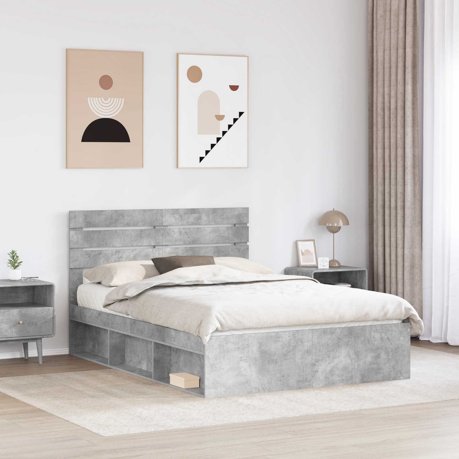 Bedframe Concerte Grijs 150 x 200 cm Massief grenenhout is nu te koop bij PeponiXL, paradijselijk wonen!