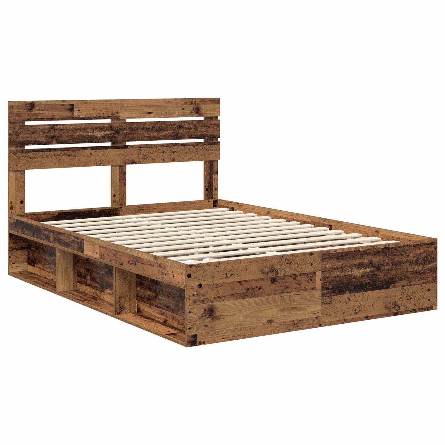 Bedframe met hoofdeinde Oudhout 150 x 200 cm Massief grenenhout is nu te koop bij PeponiXL, paradijselijk wonen!