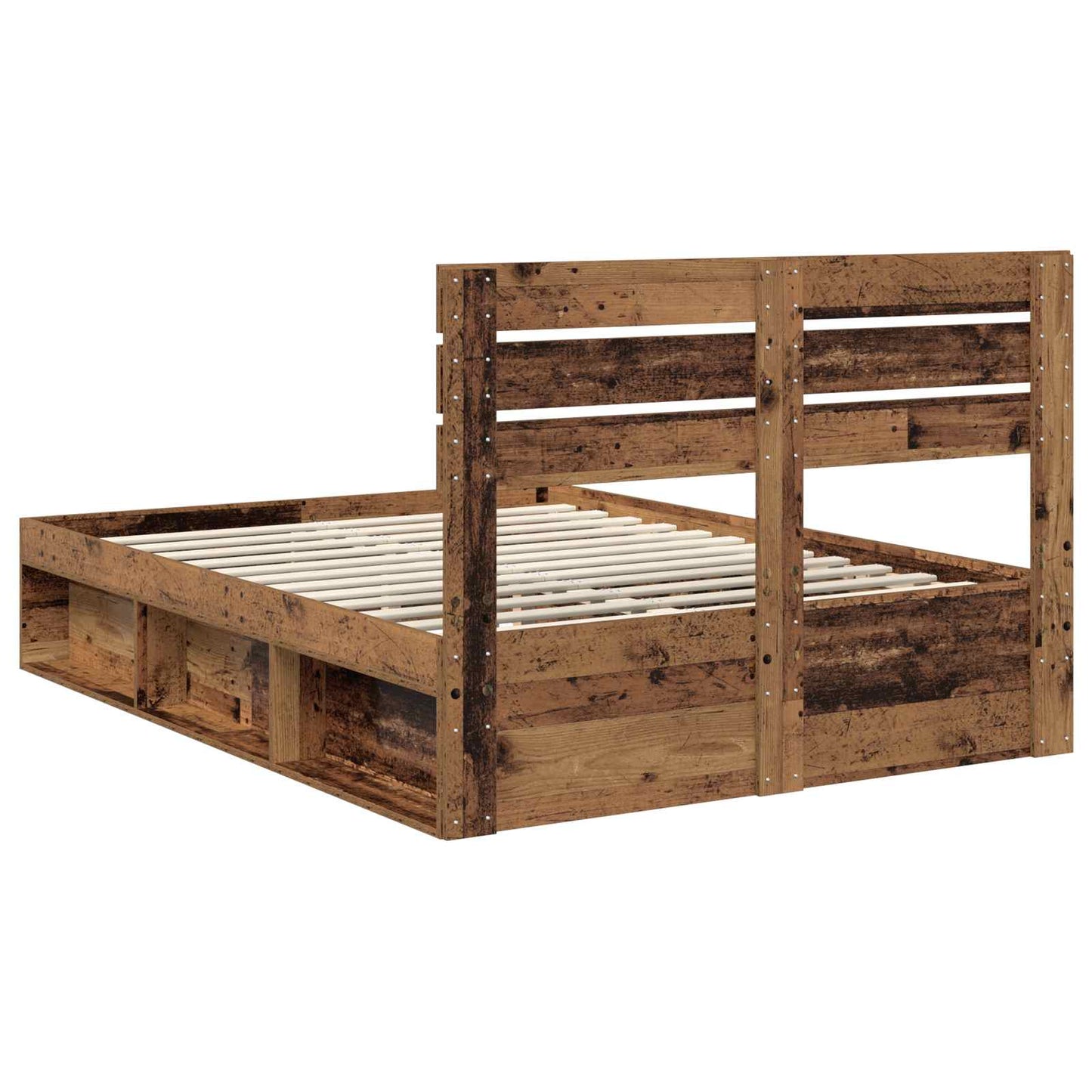 Bedframe met hoofdeinde Oudhout 150 x 200 cm Massief grenenhout is nu te koop bij PeponiXL, paradijselijk wonen!