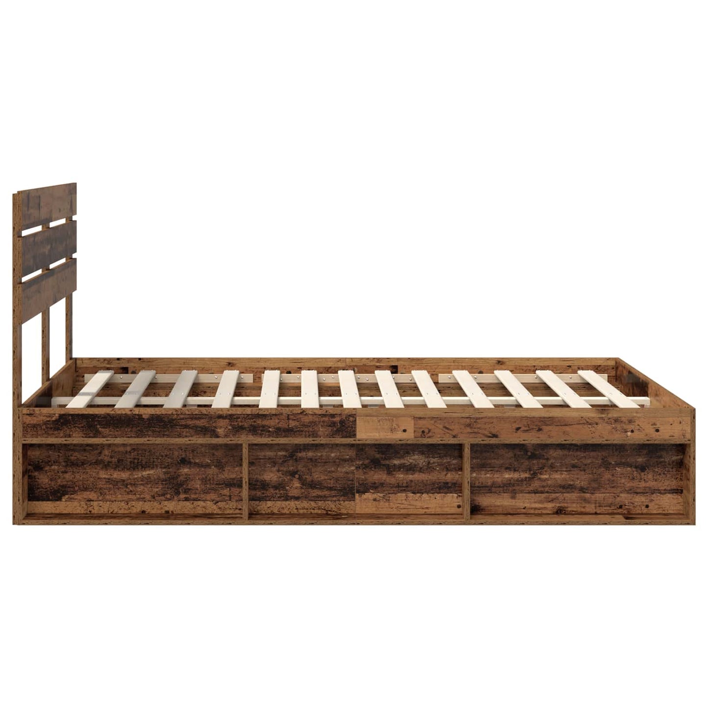 Bedframe met hoofdeinde Oudhout 150 x 200 cm Massief grenenhout is nu te koop bij PeponiXL, paradijselijk wonen!