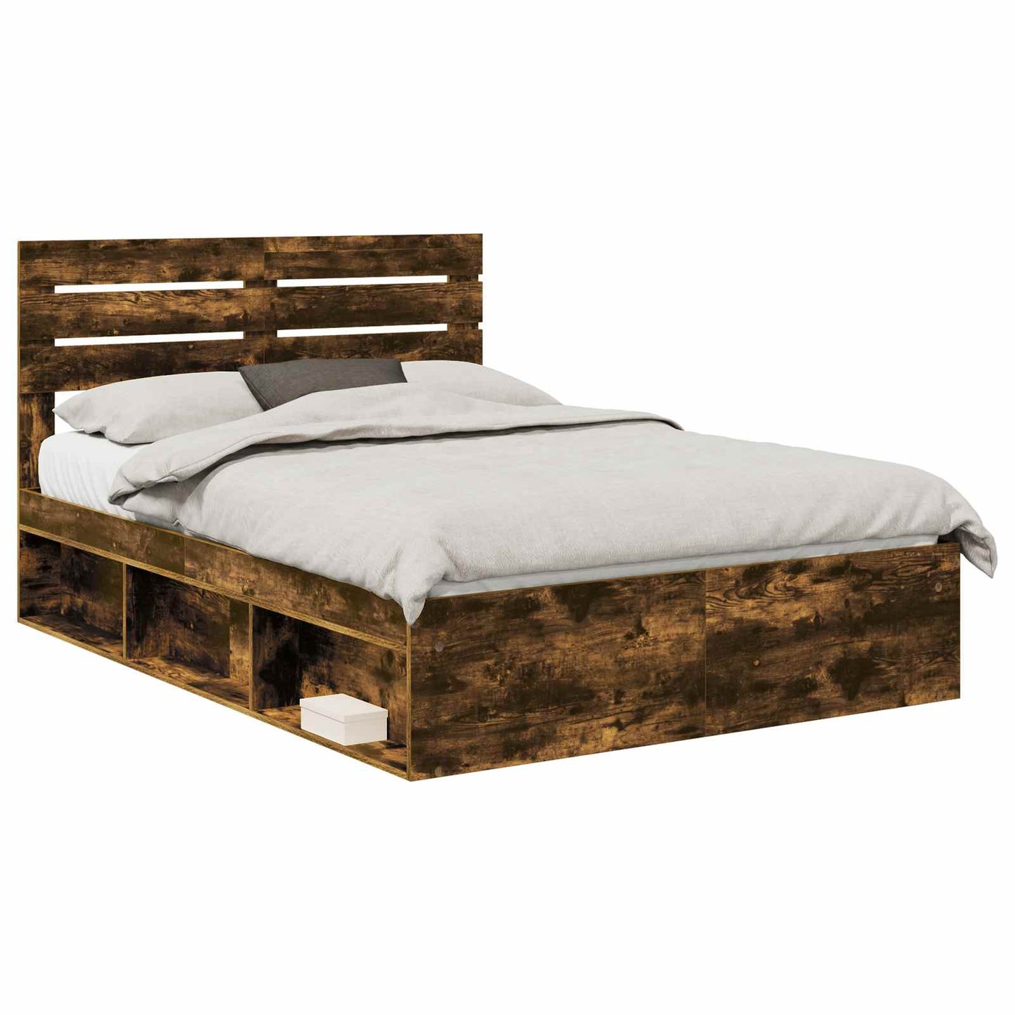 Bedframe Gerookt eiken 140 x 200 cm Massief grenenhout is nu te koop bij PeponiXL, paradijselijk wonen!