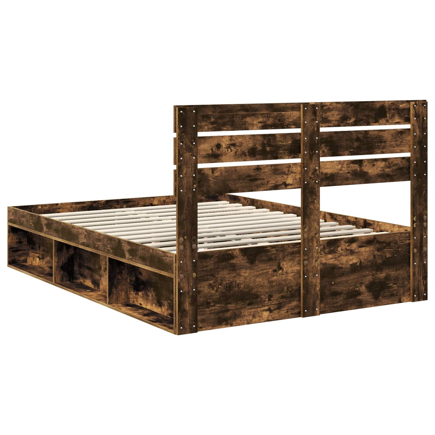 Bedframe Gerookt eiken 140 x 200 cm Massief grenenhout is nu te koop bij PeponiXL, paradijselijk wonen!