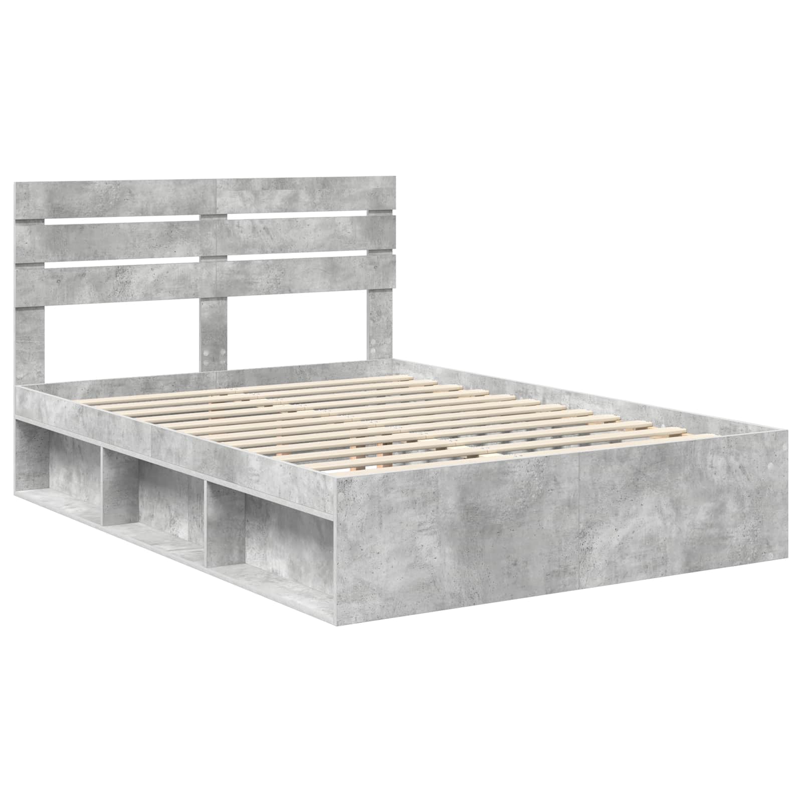 Bedframe met hoofdeinde Beton 140 x 190 cm Massief grenenhout is nu te koop bij PeponiXL, paradijselijk wonen!
