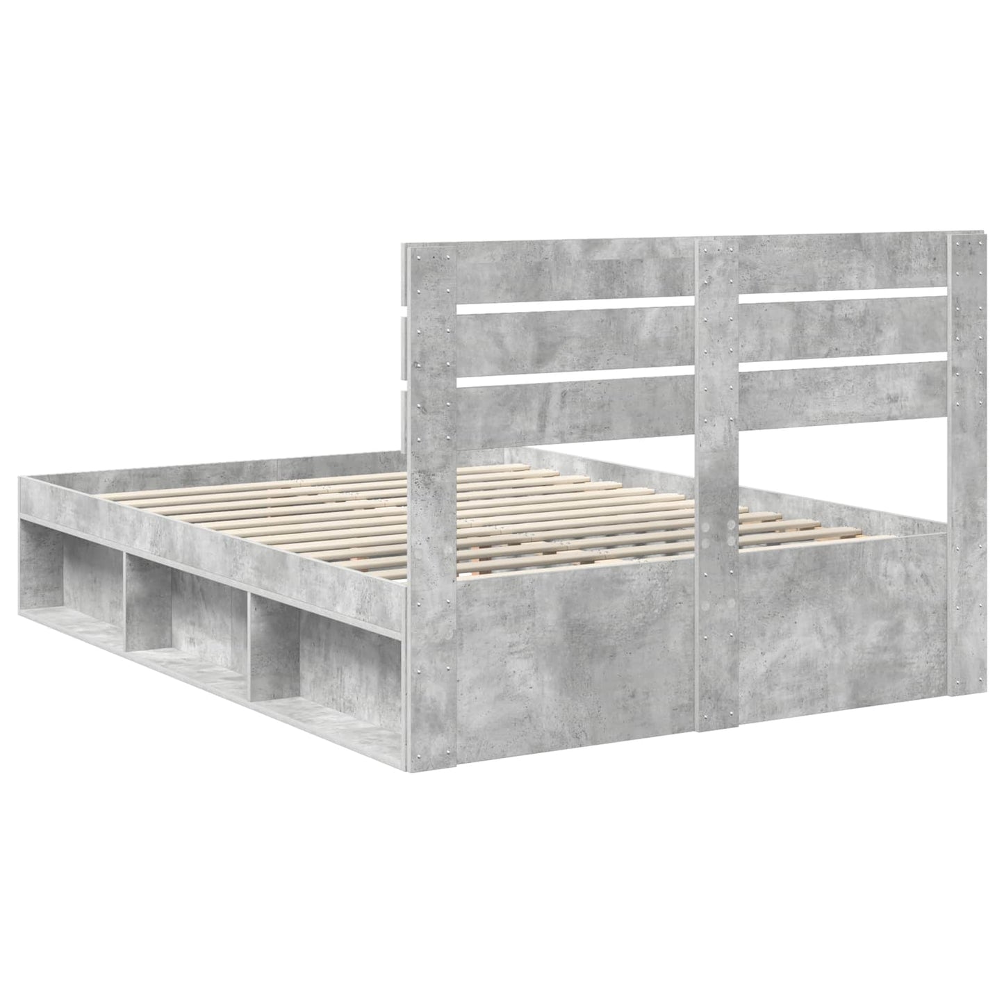 Bedframe met hoofdeinde Beton 140 x 190 cm Massief grenenhout is nu te koop bij PeponiXL, paradijselijk wonen!