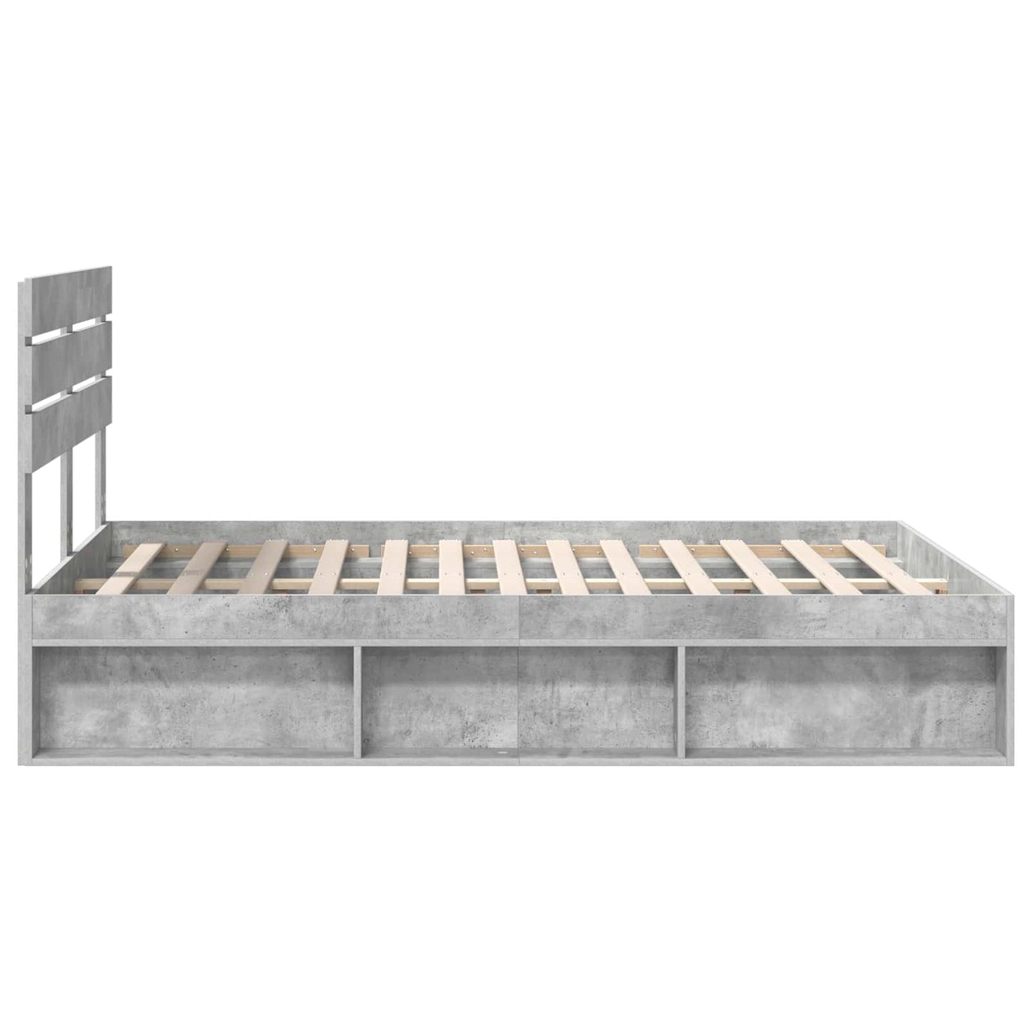 Bedframe met hoofdeinde Beton 140 x 190 cm Massief grenenhout is nu te koop bij PeponiXL, paradijselijk wonen!