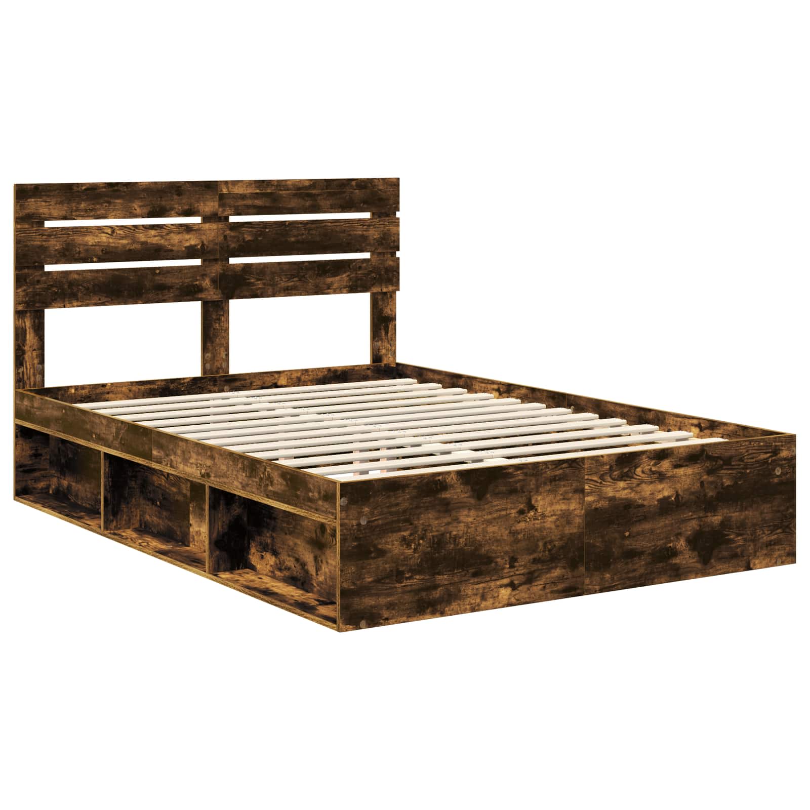 Bedframe Gerookt eiken 140 x 190 cm Massief grenenhout is nu te koop bij PeponiXL, paradijselijk wonen!