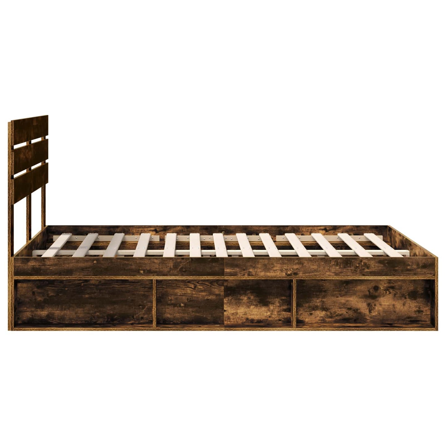 Bedframe Gerookt eiken 140 x 190 cm Massief grenenhout is nu te koop bij PeponiXL, paradijselijk wonen!