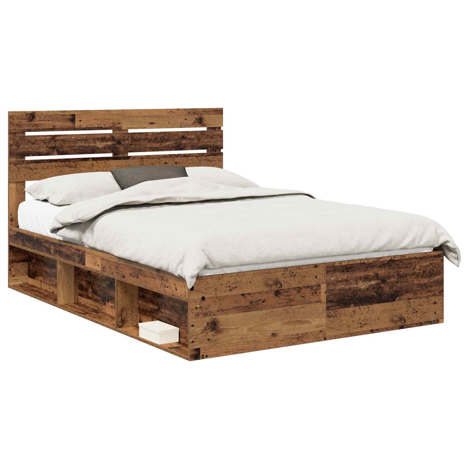 Bedframe met hoofdeinde Oudhout 140 x 190 cm Massief grenenhout is nu te koop bij PeponiXL, paradijselijk wonen!