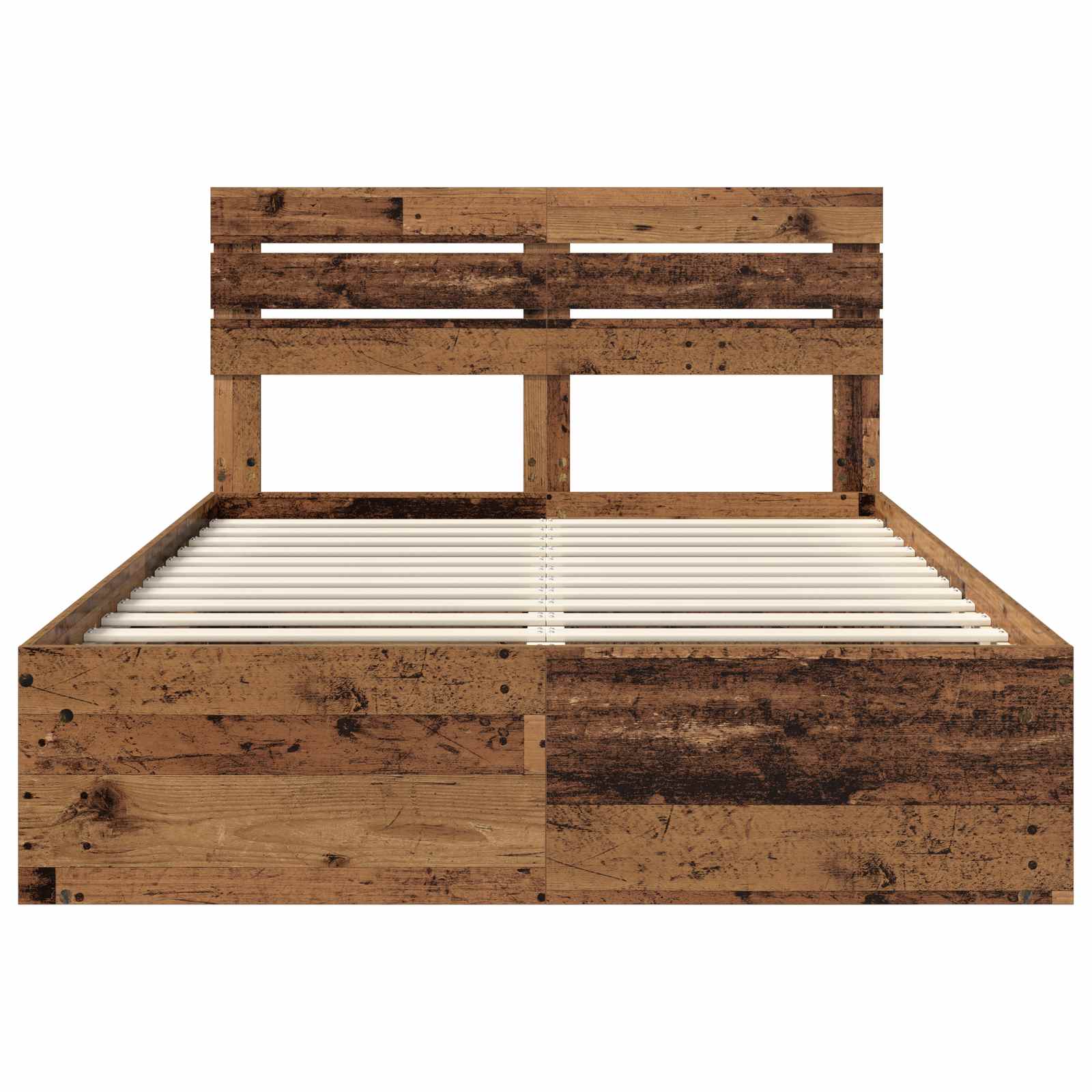 Bedframe met hoofdeinde Oudhout 140 x 190 cm Massief grenenhout is nu te koop bij PeponiXL, paradijselijk wonen!