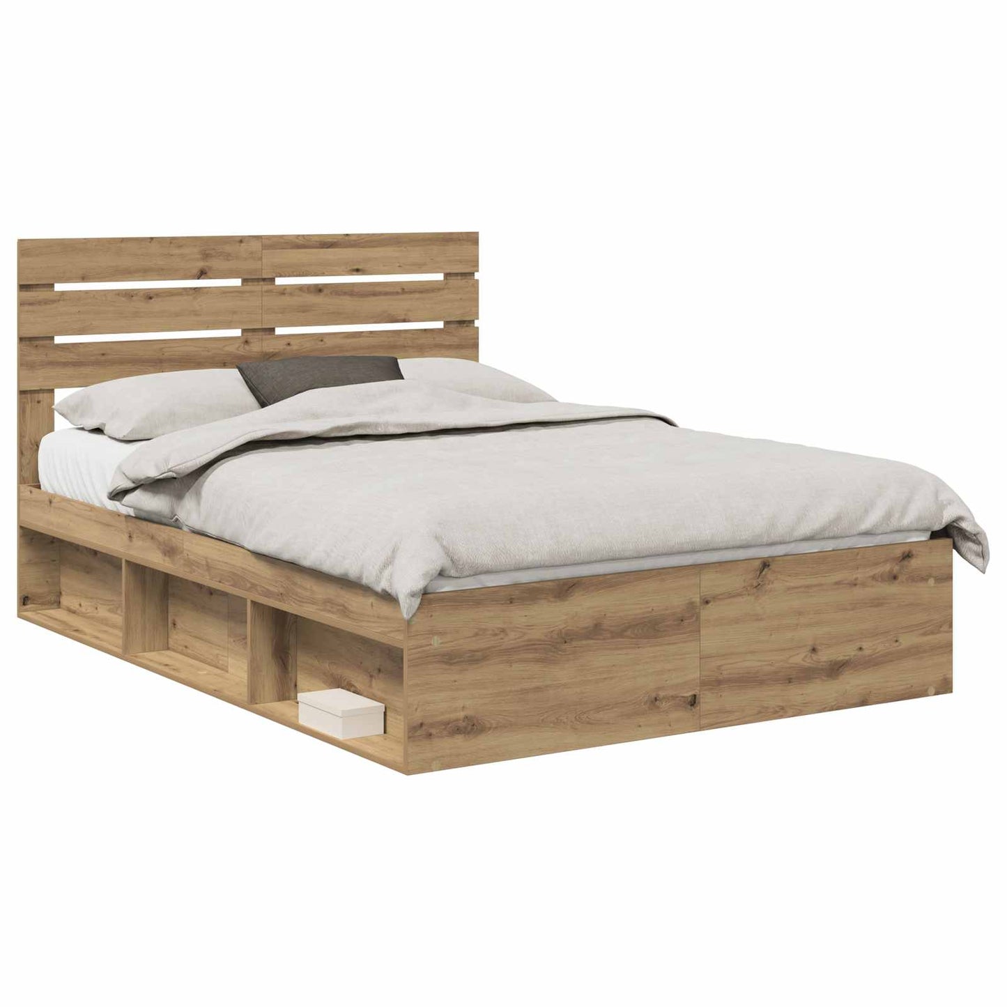 Bedframe Ambachtelijk eiken 140 x 190 cm Massief grenenhout is nu te koop bij PeponiXL, paradijselijk wonen!