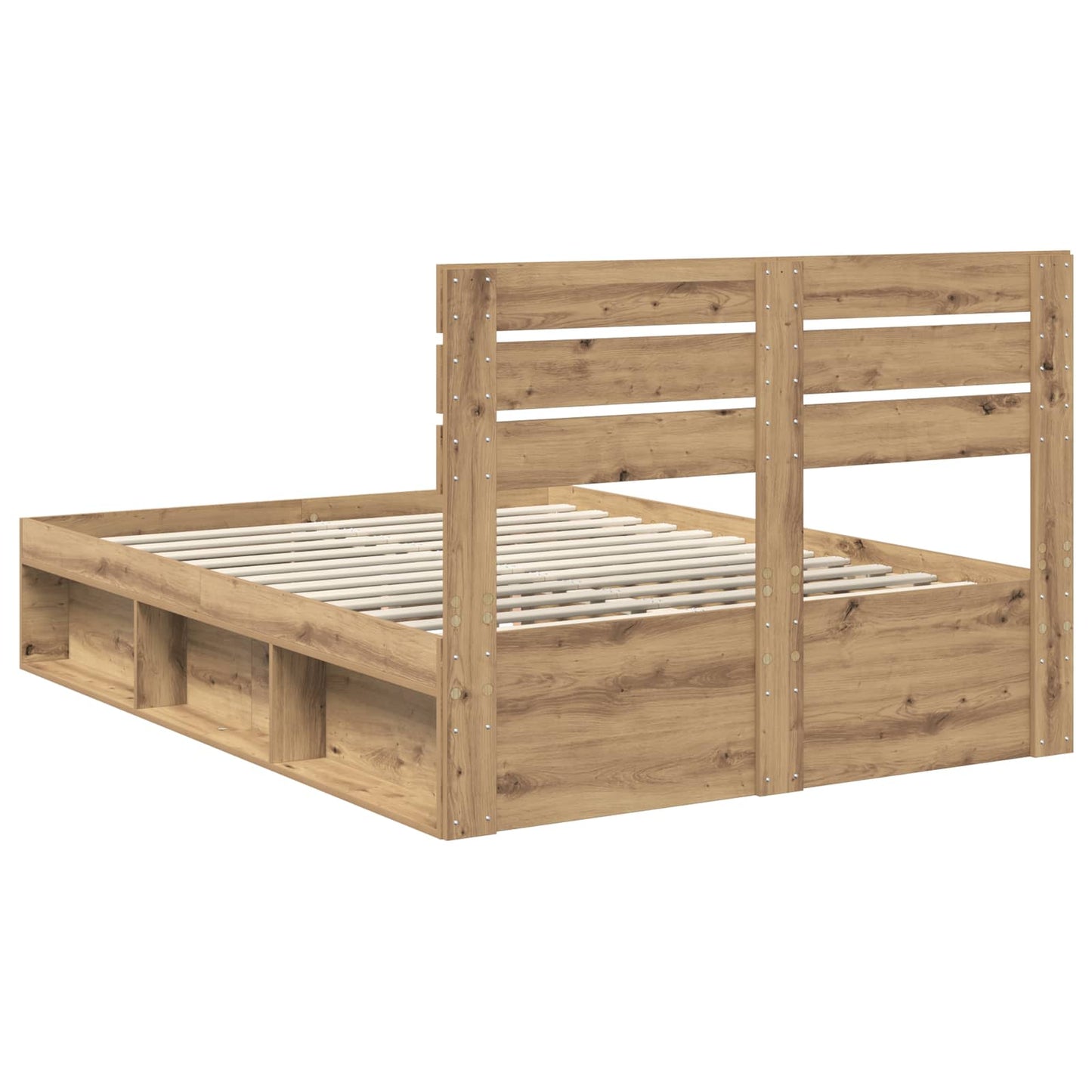 Bedframe Ambachtelijk eiken 140 x 190 cm Massief grenenhout is nu te koop bij PeponiXL, paradijselijk wonen!