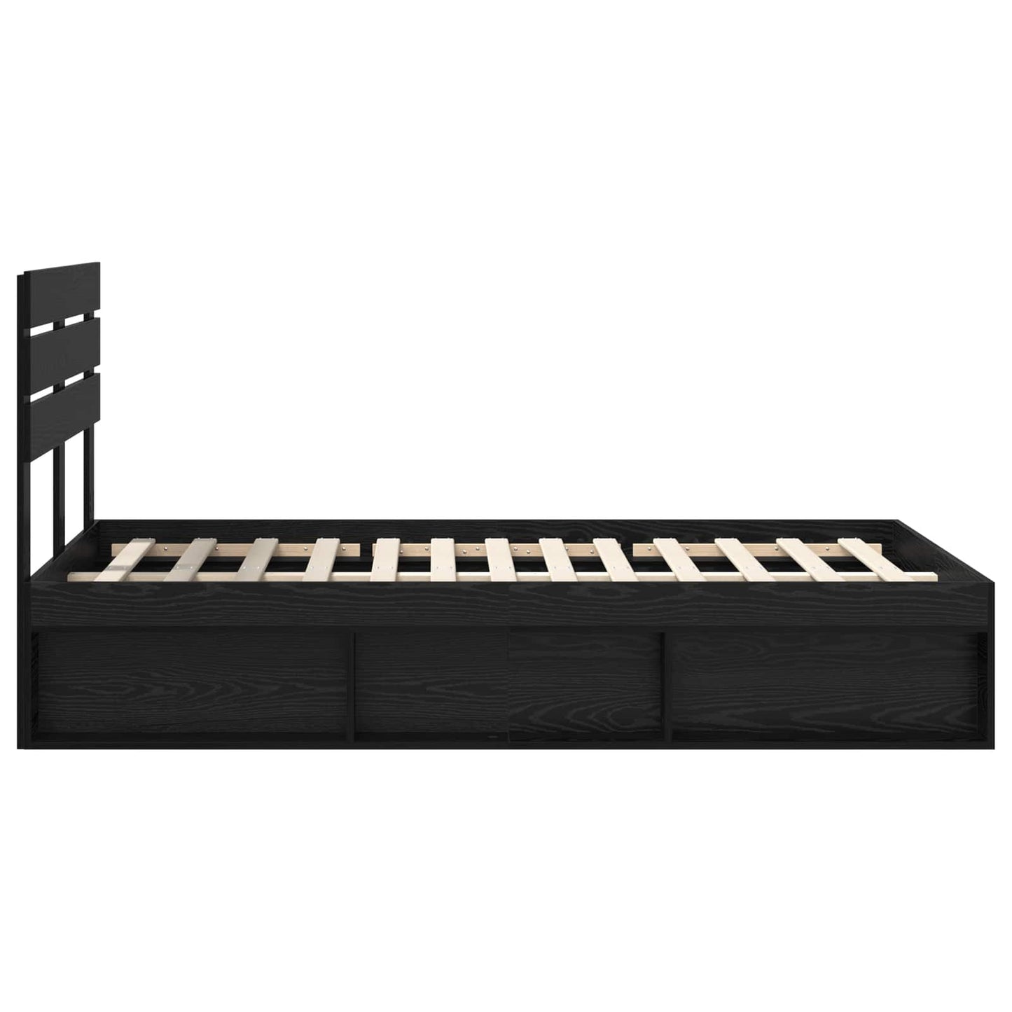 Bedframe met hoofdeinde Zwart 135 x 190 cm Massief grenenhout is nu te koop bij PeponiXL, paradijselijk wonen!