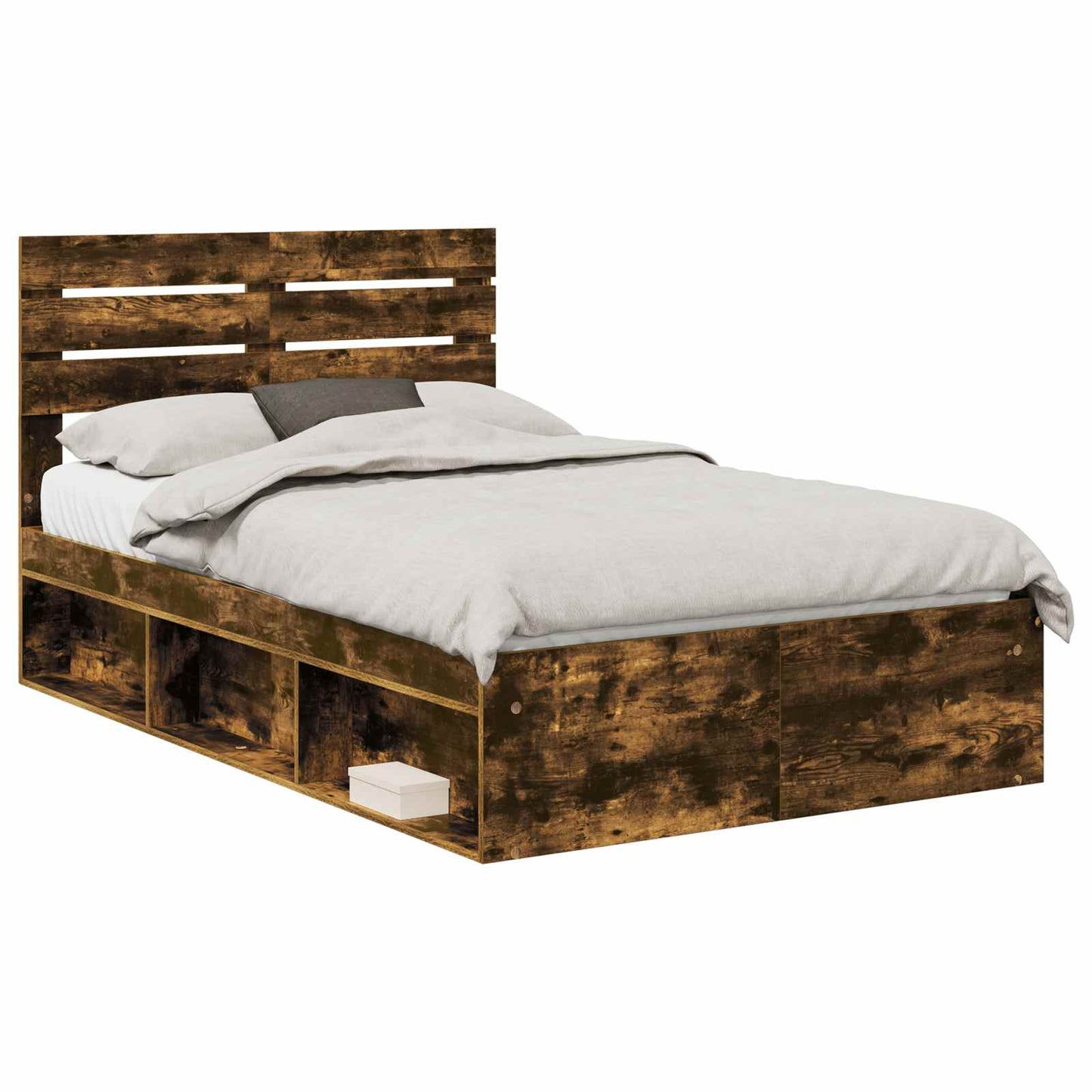 Bedframe Gerookt eiken 135 x 190 cm Massief grenenhout is nu te koop bij PeponiXL, paradijselijk wonen!