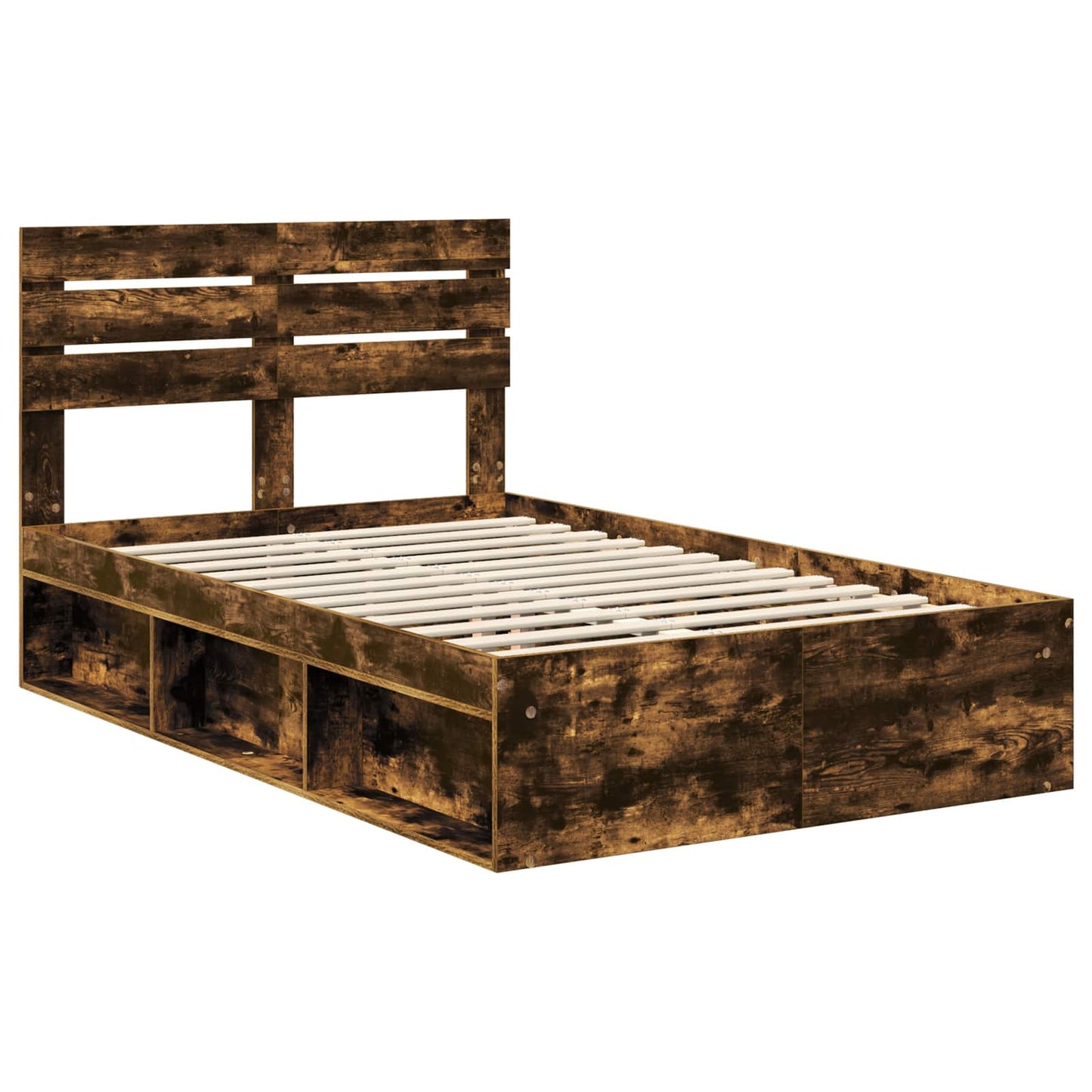 Bedframe Gerookt eiken 135 x 190 cm Massief grenenhout is nu te koop bij PeponiXL, paradijselijk wonen!