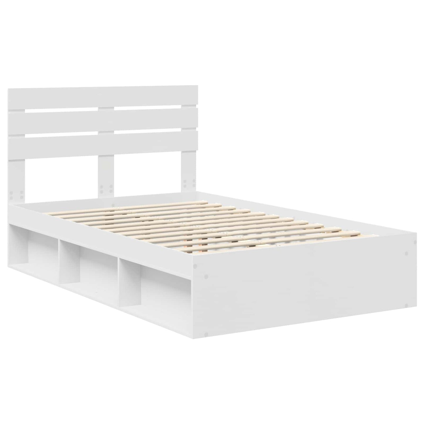 Bedframe met hoofdeinde Wit 120 x 200 cm Massief grenenhout is nu te koop bij PeponiXL, paradijselijk wonen!