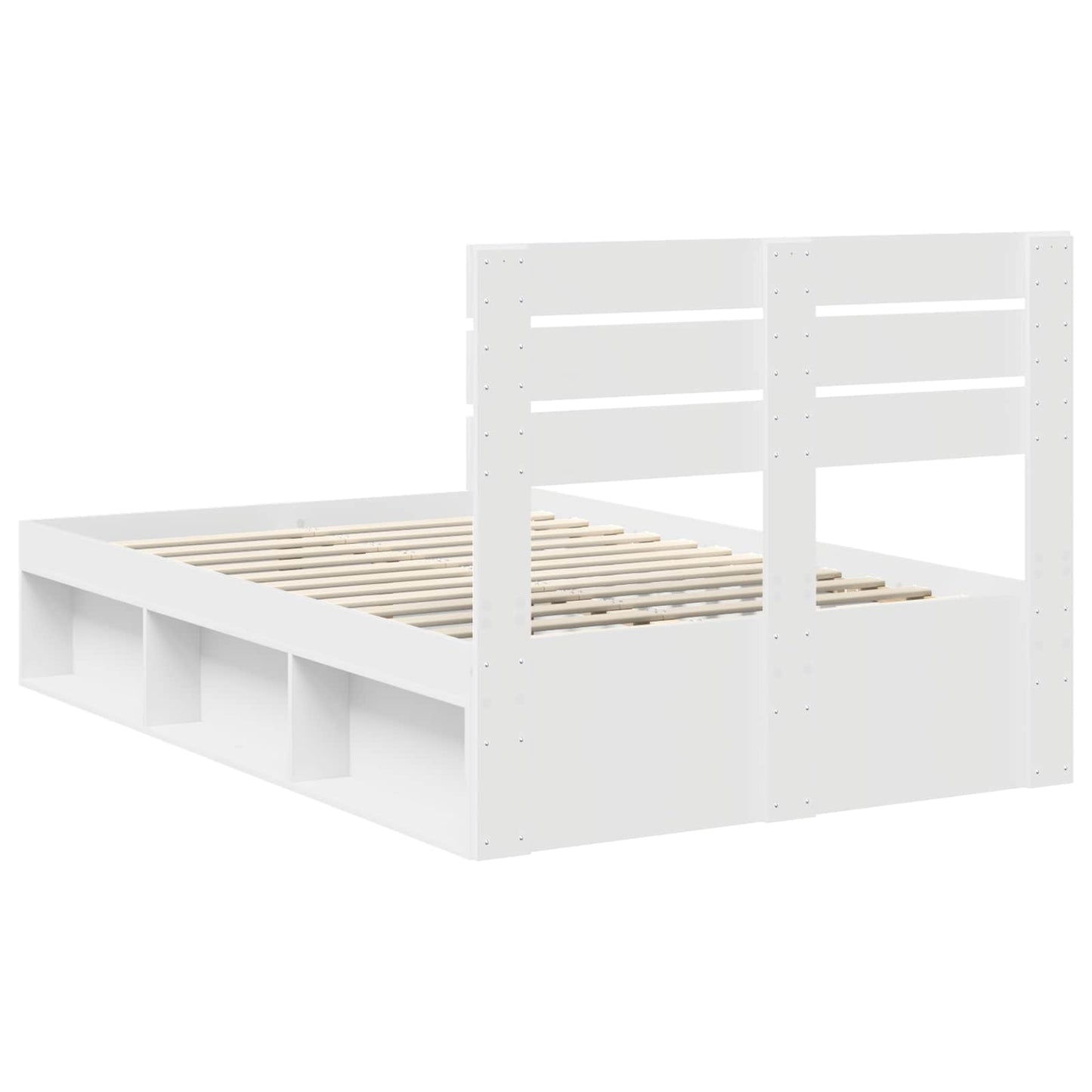 Bedframe met hoofdeinde Wit 120 x 200 cm Massief grenenhout is nu te koop bij PeponiXL, paradijselijk wonen!