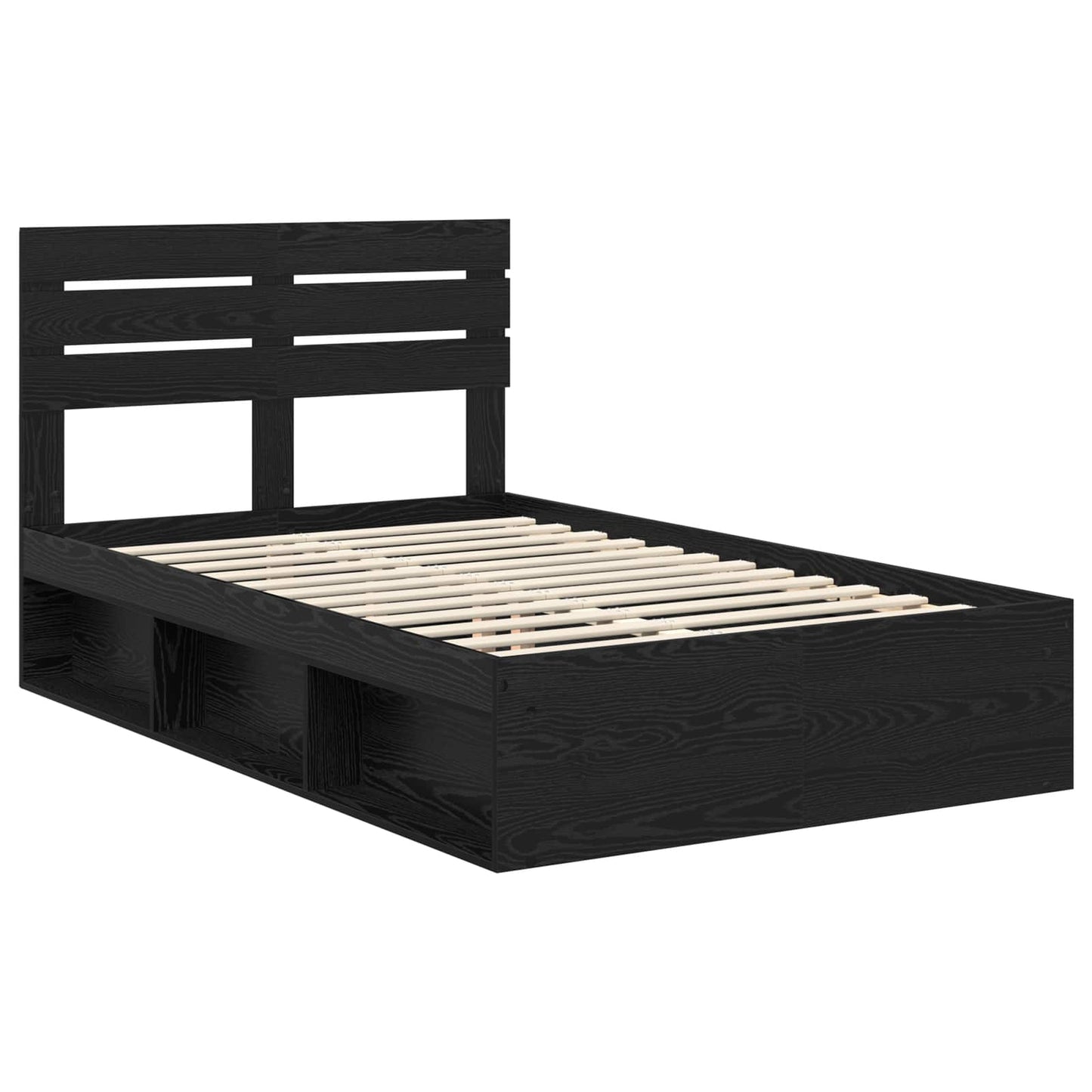 Bedframe met hoofdeinde Zwart 120 x 200 cm Massief grenenhout is nu te koop bij PeponiXL, paradijselijk wonen!