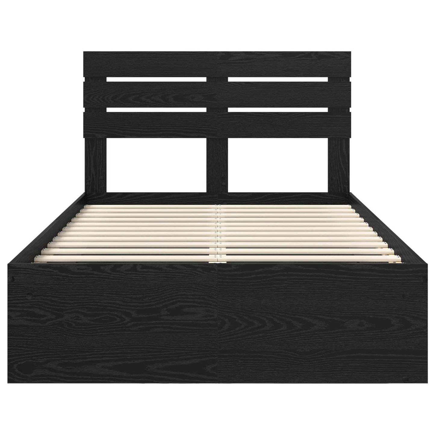 Bedframe met hoofdeinde Zwart 120 x 200 cm Massief grenenhout is nu te koop bij PeponiXL, paradijselijk wonen!