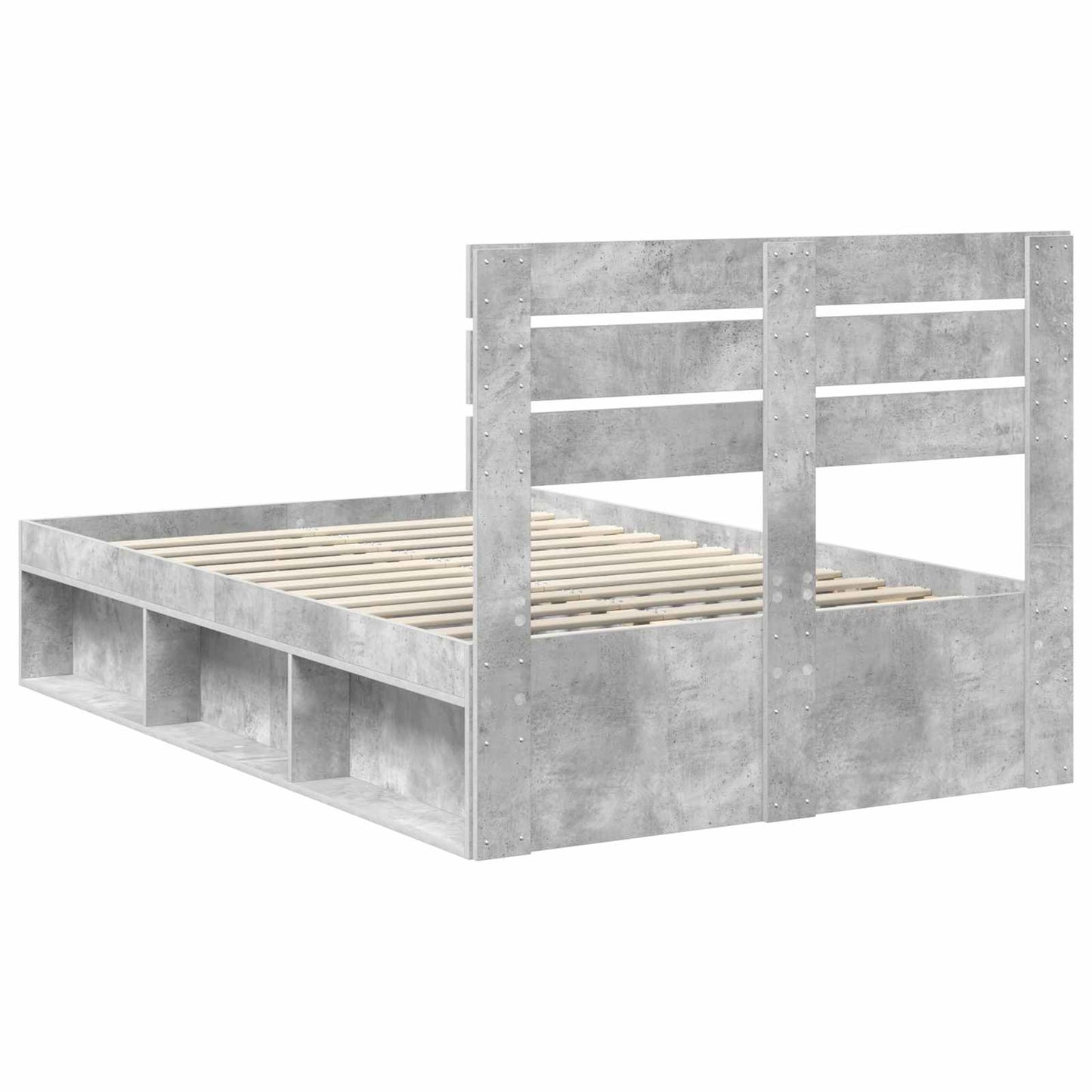 Bedframe met hoofdeinde Beton 120 x 200 cm Massief grenenhout is nu te koop bij PeponiXL, paradijselijk wonen!