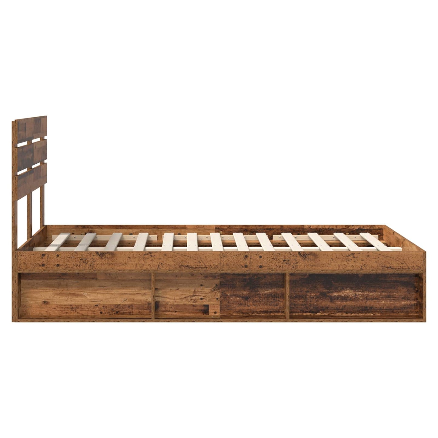 Bedframe met hoofdeinde Oudhout 120 x 200 cm Massief grenenhout is nu te koop bij PeponiXL, paradijselijk wonen!