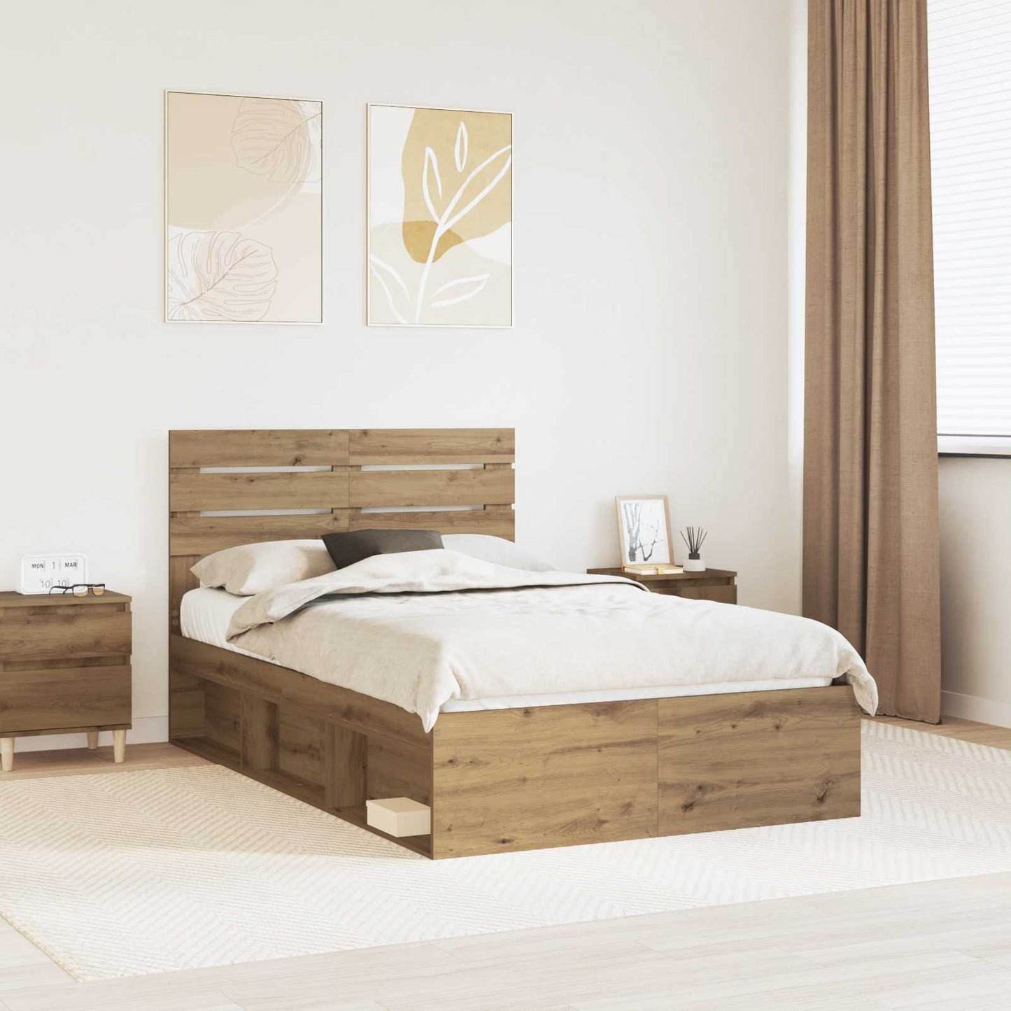 Bedframe Ambachtelijk eiken 120 x 200 cm Massief grenenhout is nu te koop bij PeponiXL, paradijselijk wonen!