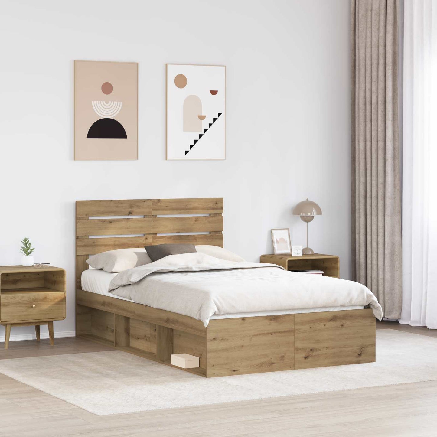 Bedframe Ambachtelijk eiken 120 x 200 cm Massief grenenhout is nu te koop bij PeponiXL, paradijselijk wonen!