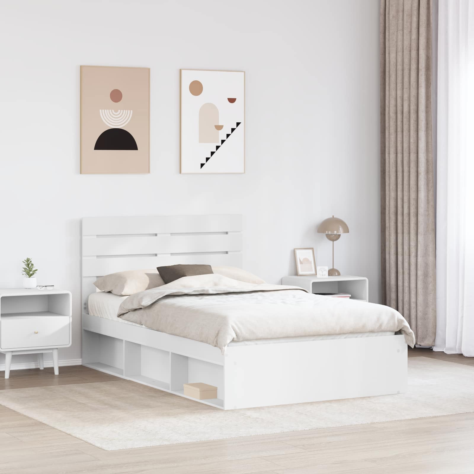 Bedframe met hoofdeinde Wit 120 x 190 cm Massief grenenhout is nu te koop bij PeponiXL, paradijselijk wonen!