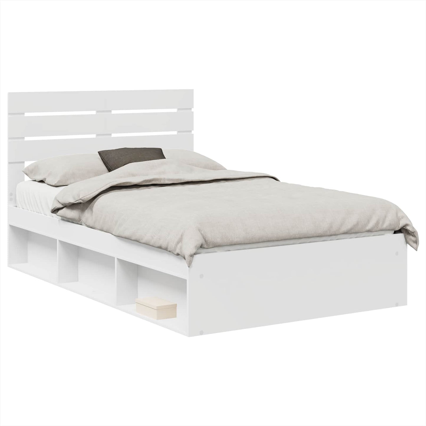 Bedframe met hoofdeinde Wit 120 x 190 cm Massief grenenhout is nu te koop bij PeponiXL, paradijselijk wonen!