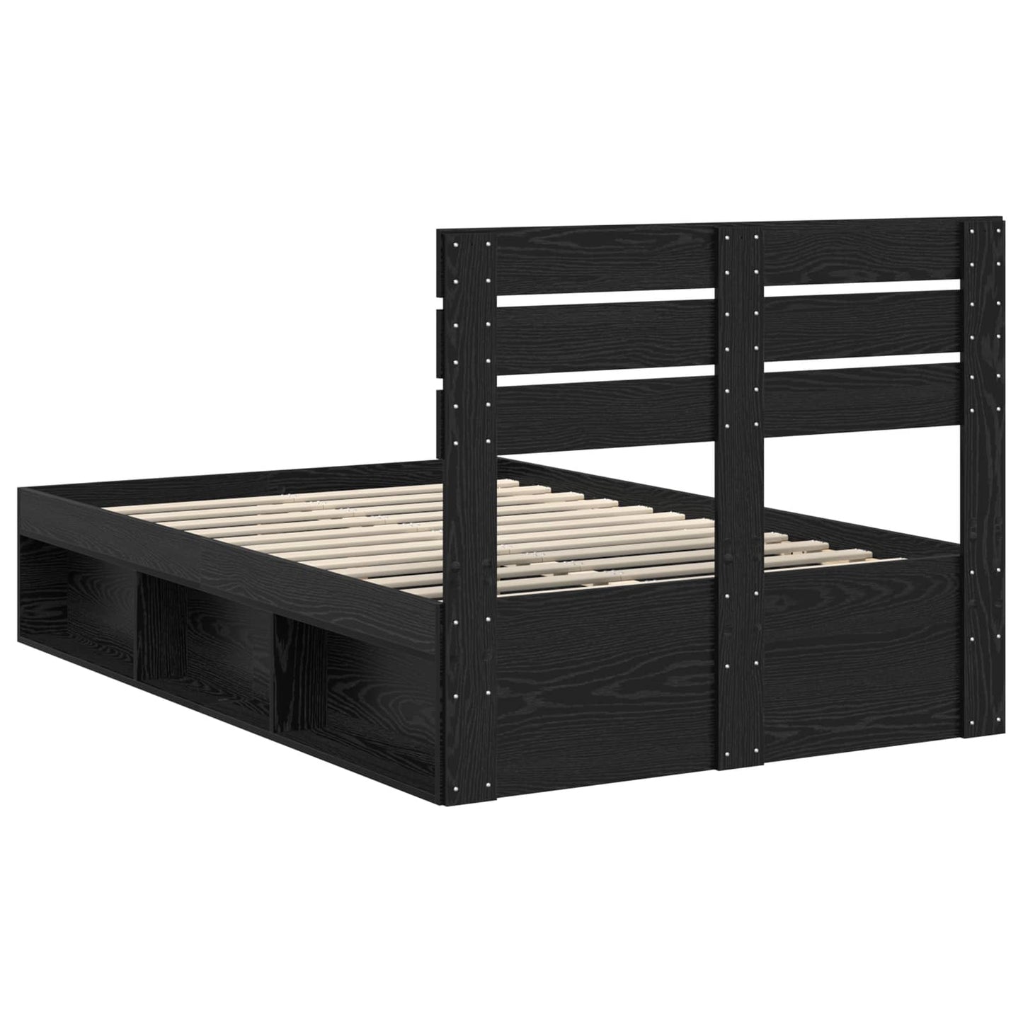 Bedframe met hoofdeinde Zwart 120 x 190 cm Massief grenenhout is nu te koop bij PeponiXL, paradijselijk wonen!